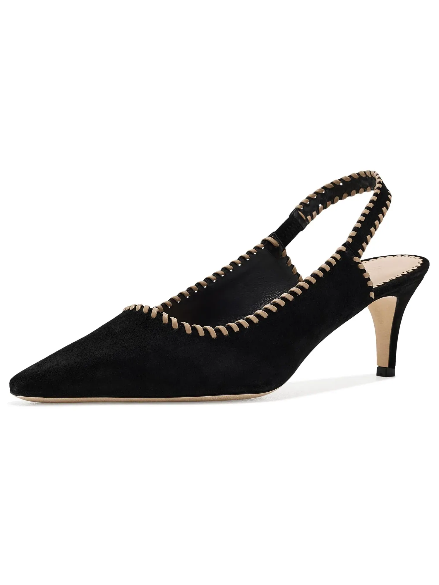 Туфли-слингбэки Sylvie Suede Slingback Pumps Cinq À Sept — изображение 1 из 4, черный/коричневый