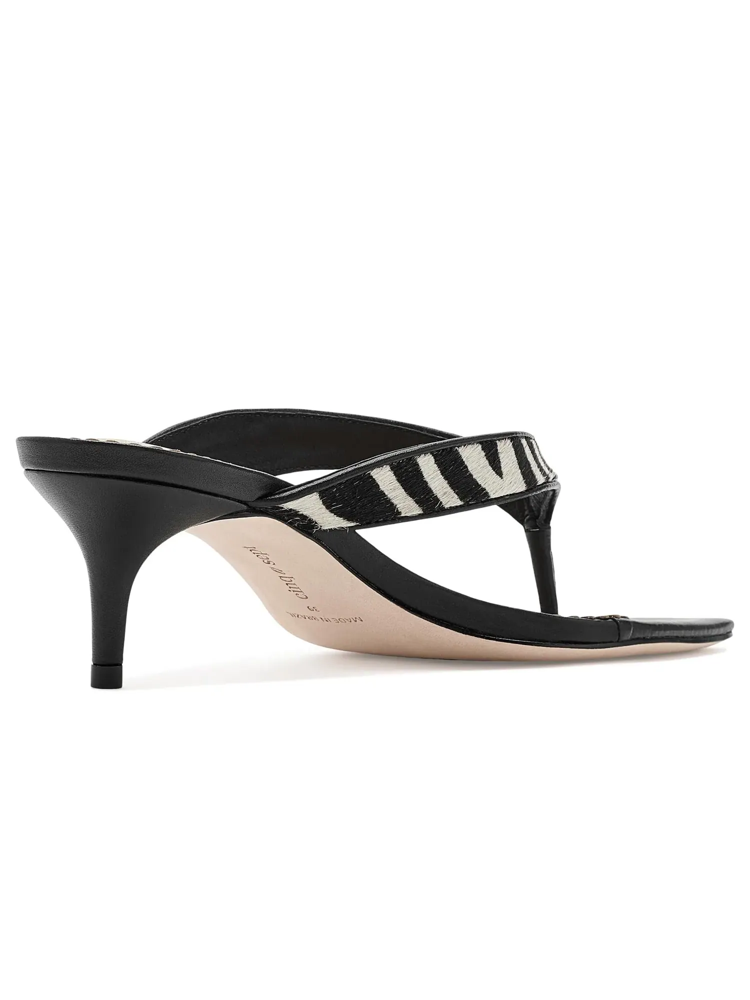 Сандалии на низком каблуке Frankie Zebra Haircalf Kitten Heel Sandals Cinq À Sept — изображение 3 из 4, черный/слоновая кость