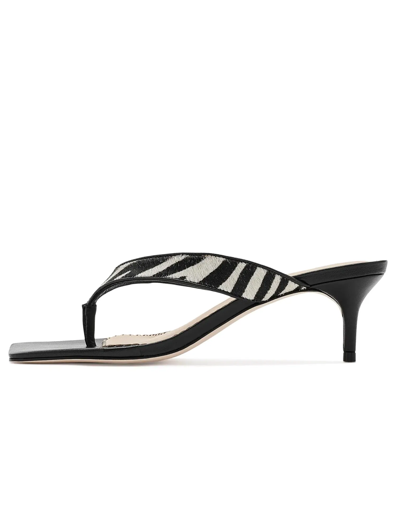 Сандалии на низком каблуке Frankie Zebra Haircalf Kitten Heel Sandals Cinq À Sept — изображение 4 из 4, черный/слоновая кость