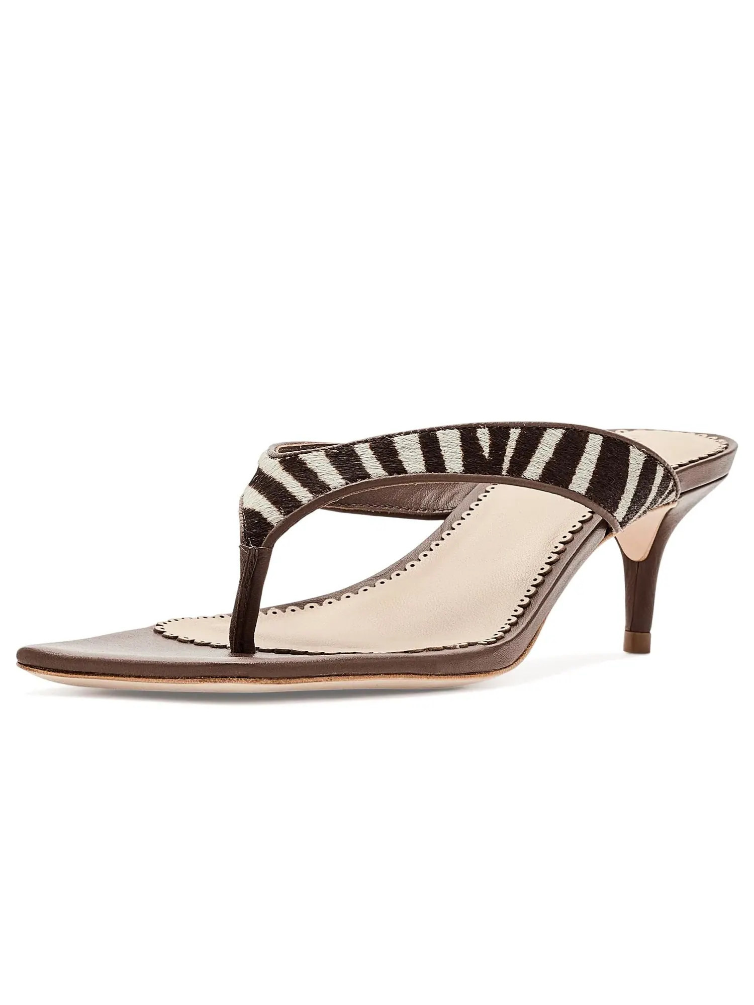 Сандалии на низком каблуке Frankie Zebra Haircalf Kitten Heel Sandals Cinq À Sept — изображение 1 из 4, слоновая кость