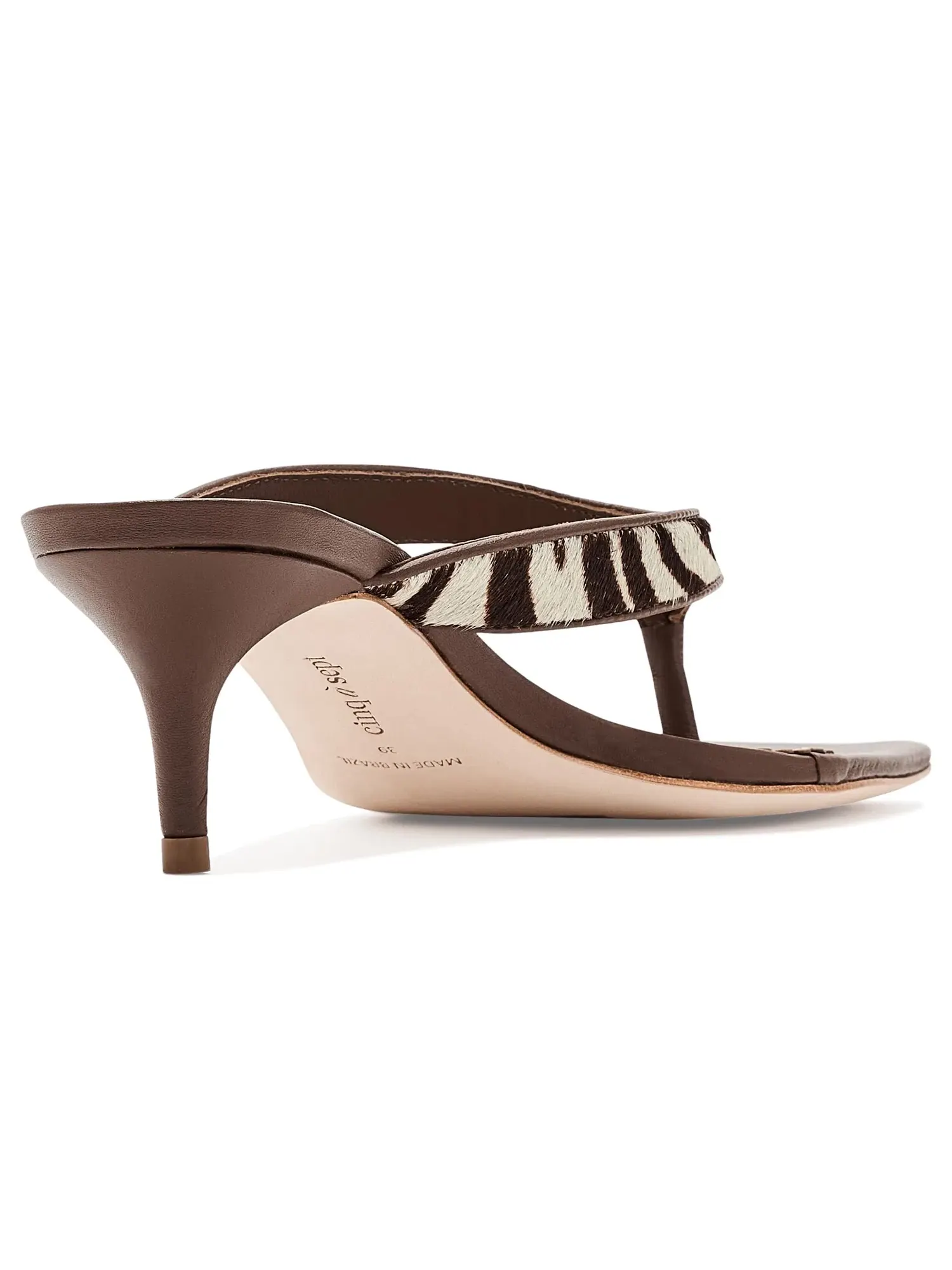 Сандалии на низком каблуке Frankie Zebra Haircalf Kitten Heel Sandals Cinq À Sept — изображение 3 из 4, слоновая кость