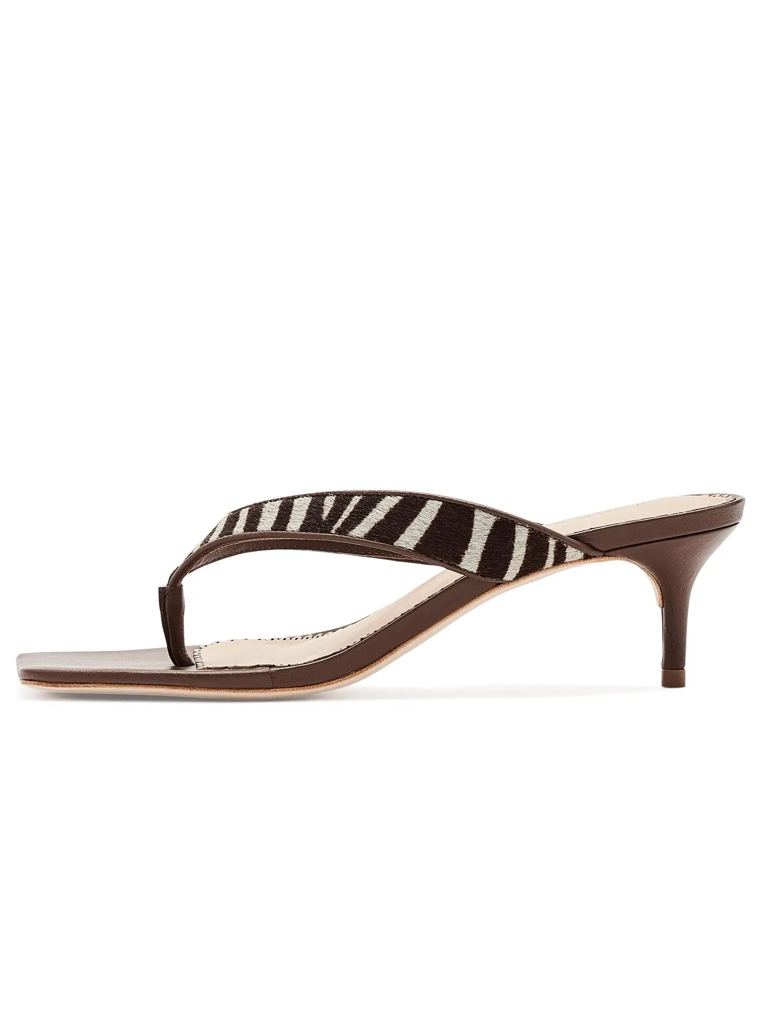 Сандалии на низком каблуке Frankie Zebra Haircalf Kitten Heel Sandals Cinq À Sept — изображение 4 из 4, слоновая кость