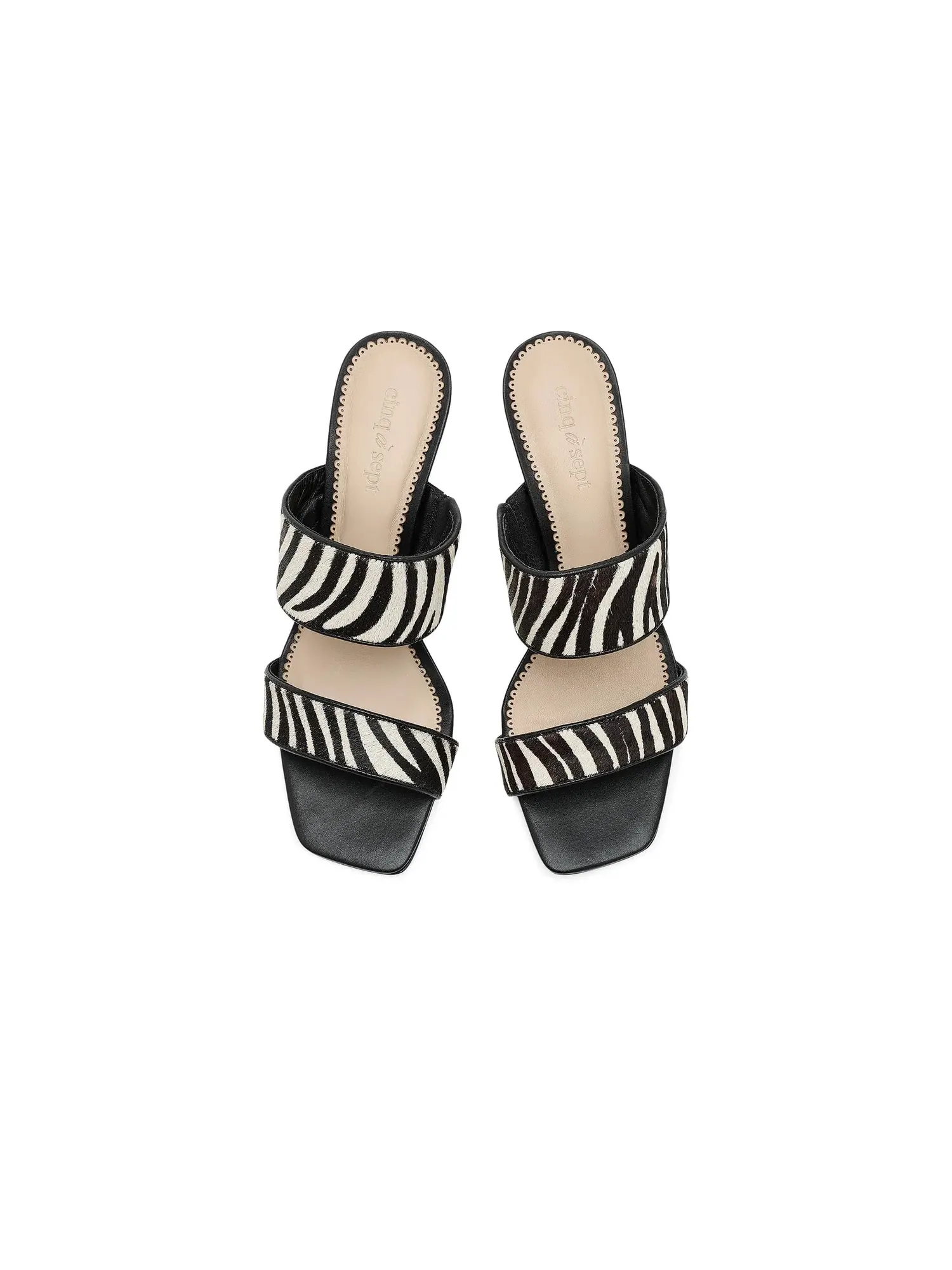 Сандалии Sutton Zebra с меховой отделкой Cinq À Sept — изображение 2 из 4, черный/слоновая кость