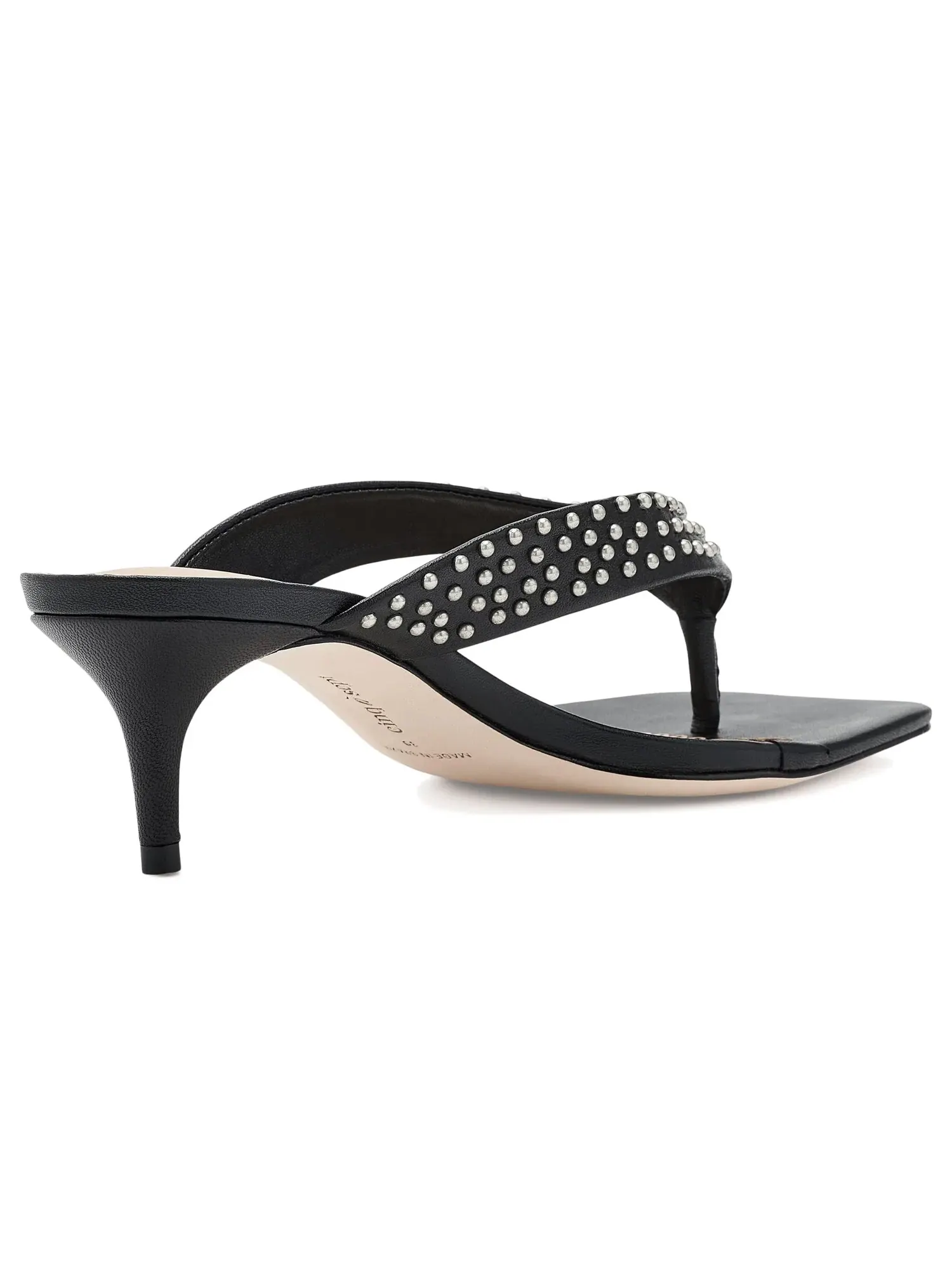Туфли на низком каблуке Frankie Studded Leather Kitten Heel Cinq À Sept — изображение 3 из 4, черный/серебристый