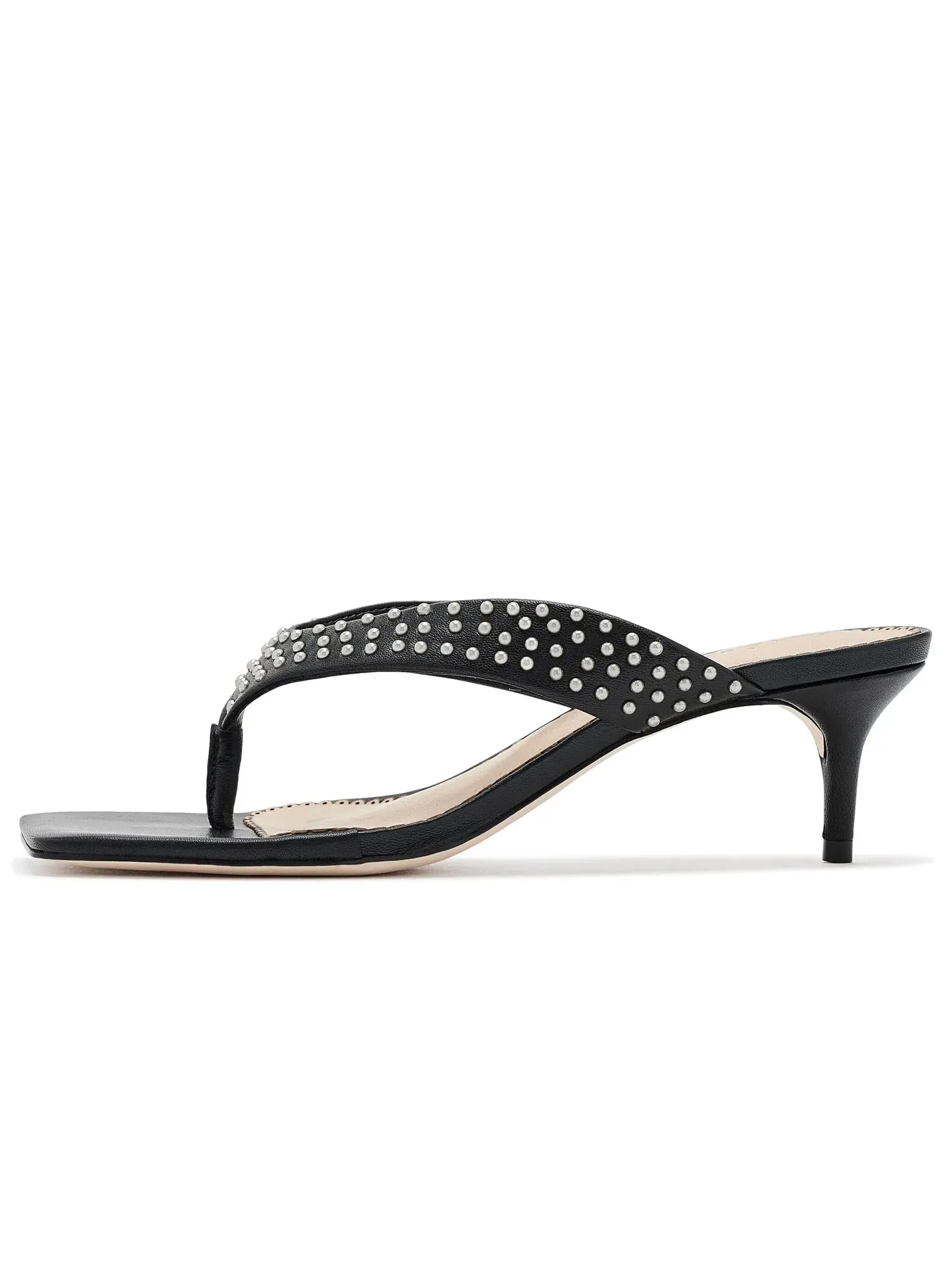 Туфли на низком каблуке Frankie Studded Leather Kitten Heel Cinq À Sept — изображение 4 из 4, черный/серебристый