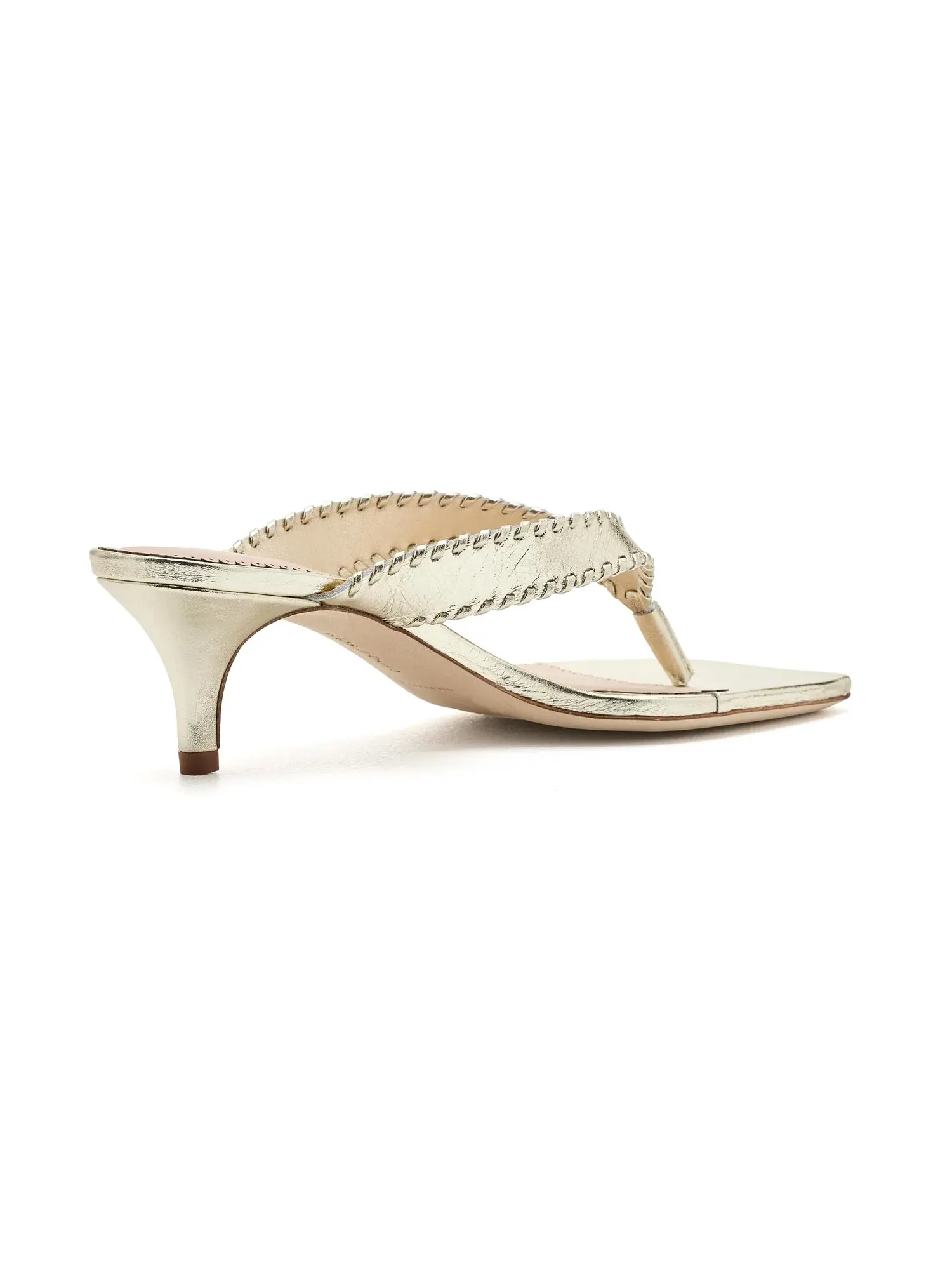 Сандалии на низком каблуке Frankie Metallic Kitten Heel Sandals Cinq À Sept — изображение 3 из 4, светлый золотистый