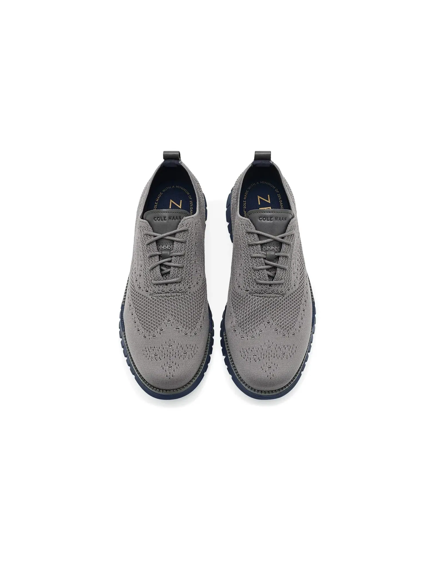 Оксфорды с перфорацией Zerogrand Remastered Stitchlite Wingtip Oxford Cole Haan — изображение 2 из 4, серый/серый/темно-синий