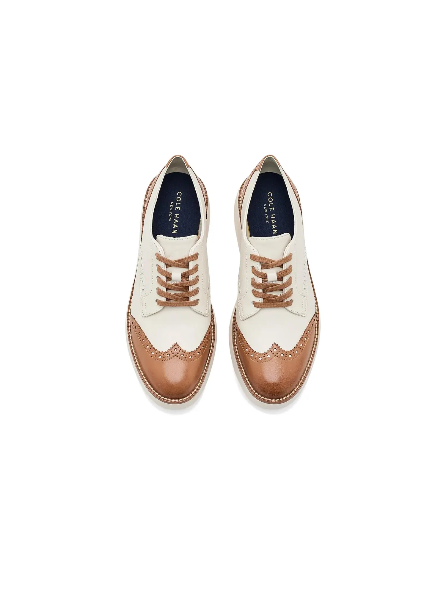 Оксфорды с перфорацией Grand CityMotion Wingtip Oxford Cole Haan — изображение 2 из 4, слоновая кость/темный