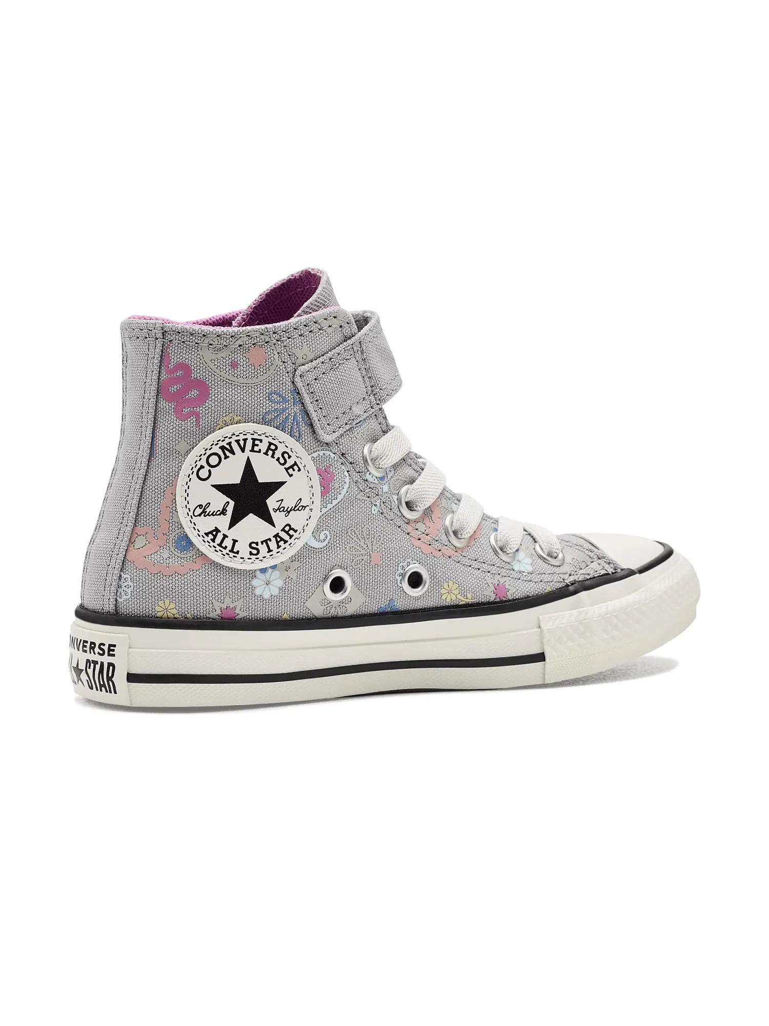 Кроссовки Chuck Taylor All Star 1V (для маленьких детей) Converse Kids — изображение 3 из 4, серый/розовый/белый
