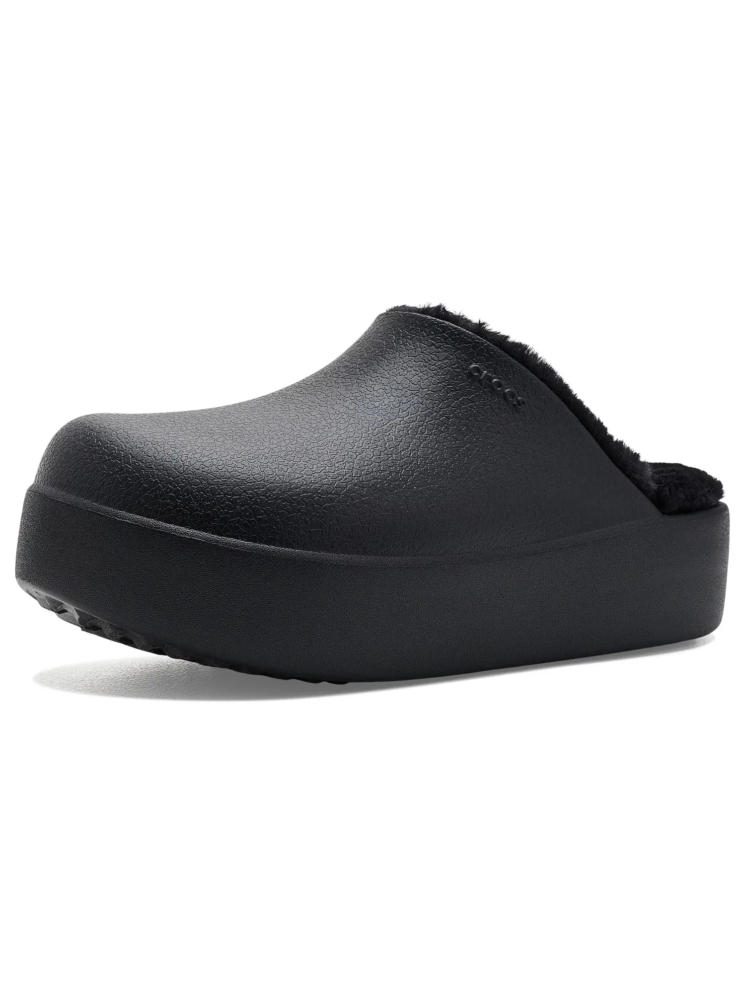 Сабо на платформе с подкладкой Dylan Platform Lined Clogs, Fuzzy Slippers Crocs — изображение 1 из 4, черный