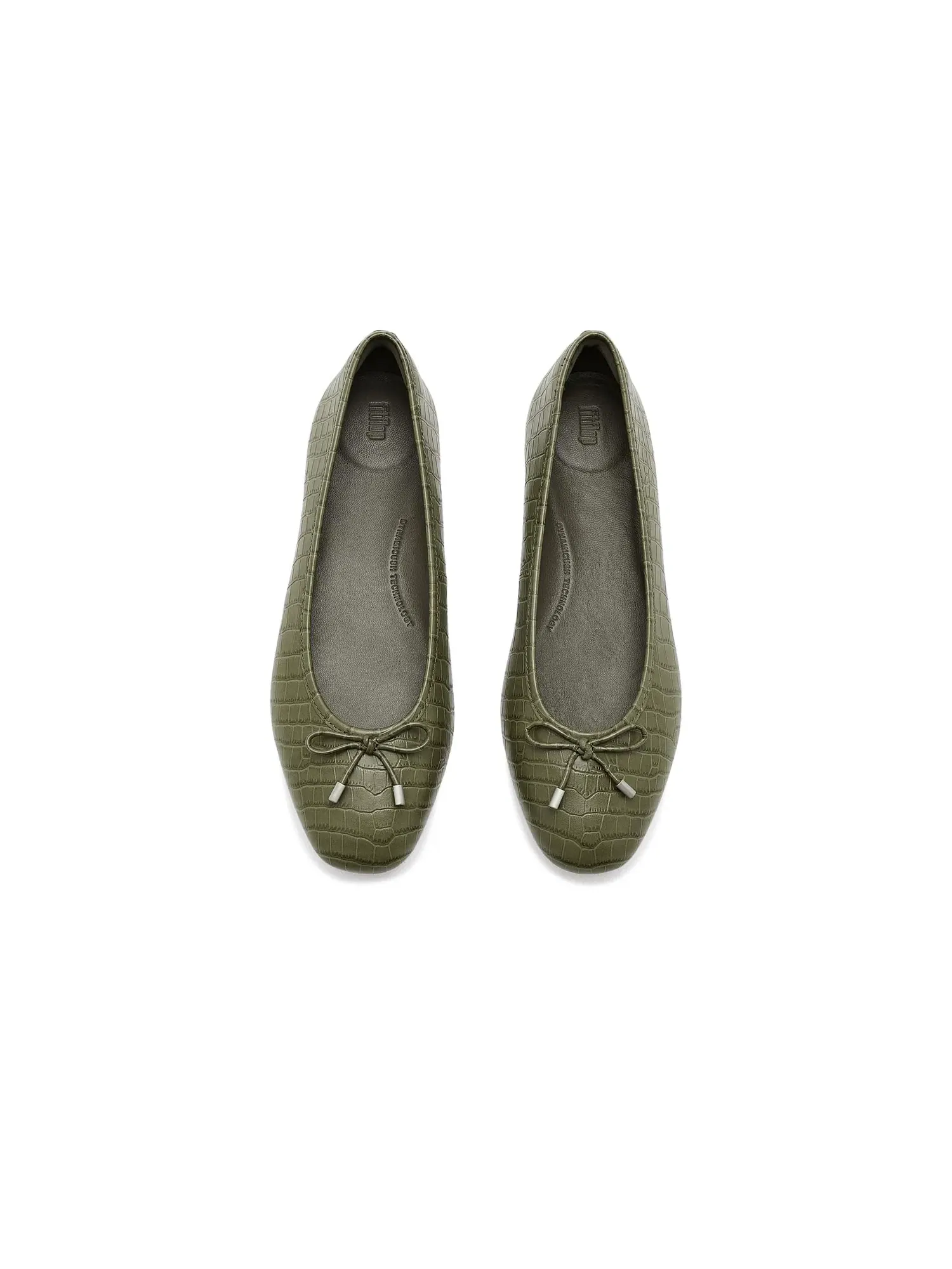 Балетки Delicato Crocodile Ballerinas Fitflop — изображение 2 из 4, глубокий оливковый