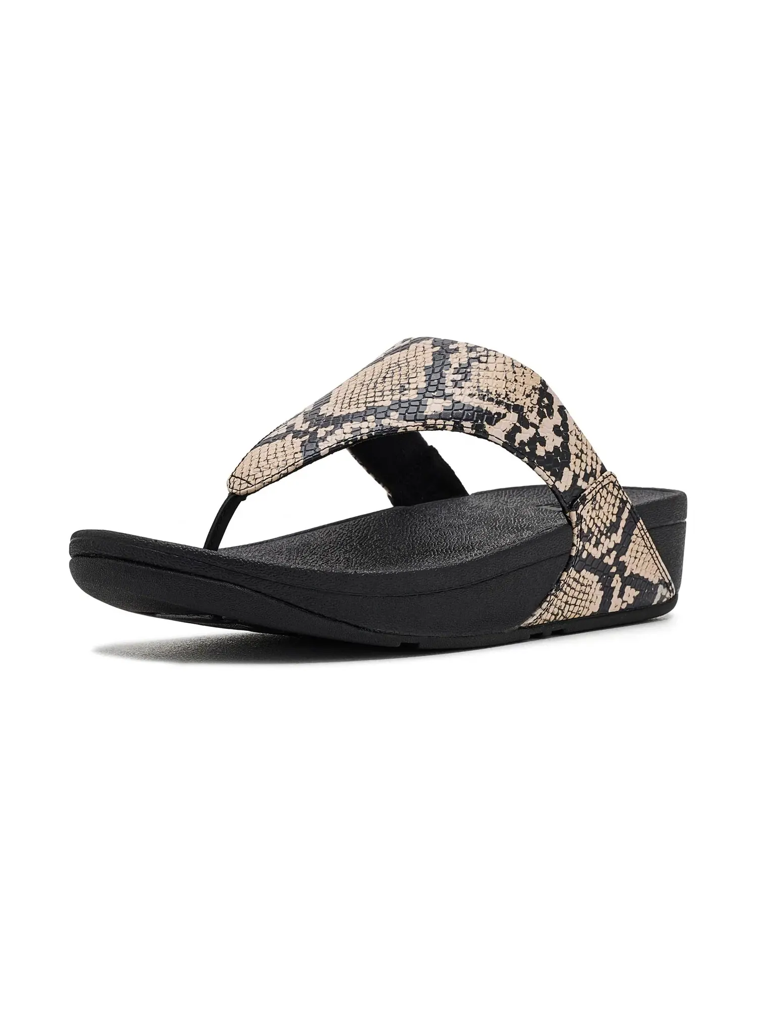 Сандалии Lulu с перемычкой между пальцами и змеиной кожей Fitflop — изображение 1 из 4, черный