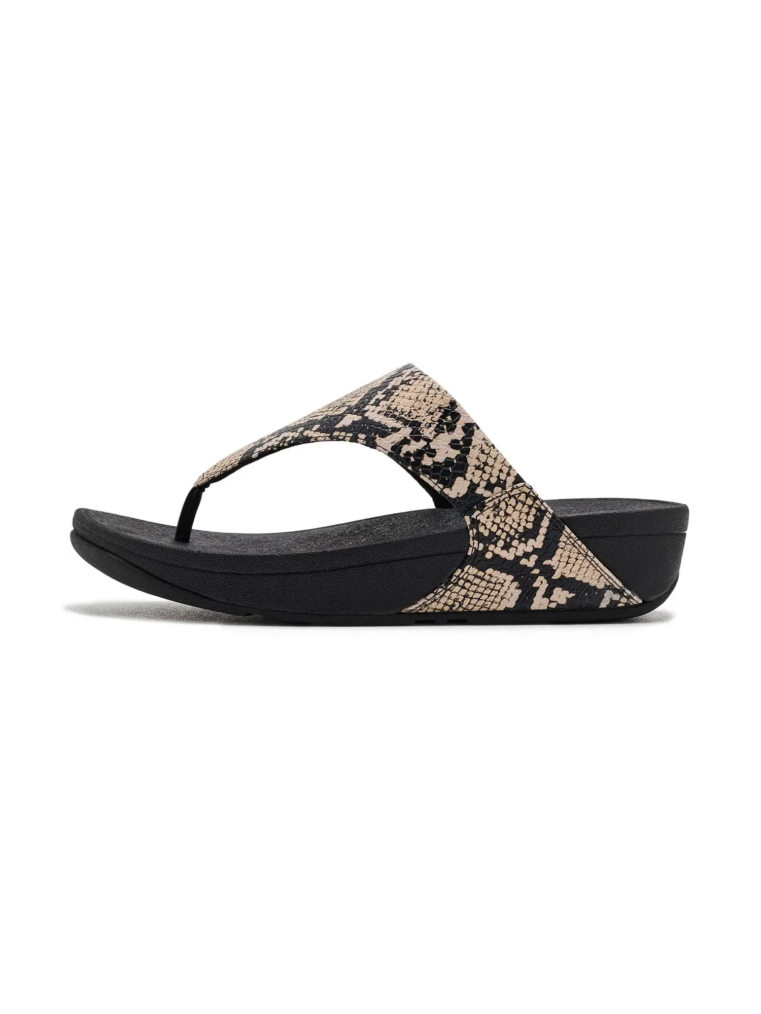 Сандалии Lulu с перемычкой между пальцами и змеиной кожей Fitflop — изображение 4 из 4, черный