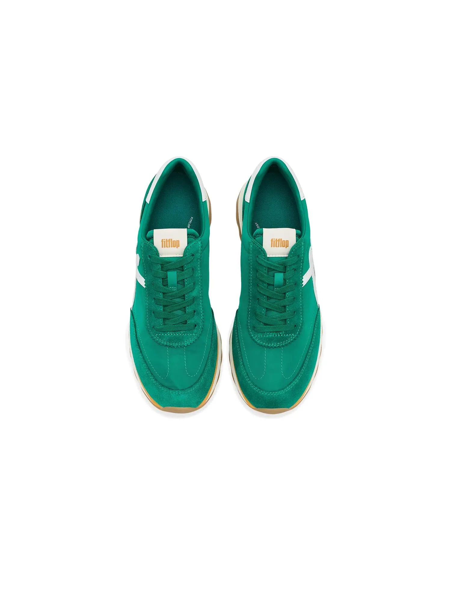 Кроссовки Retro-Q FF из нейлона и замши Fitflop — изображение 2 из 4, зеленый/золотистый