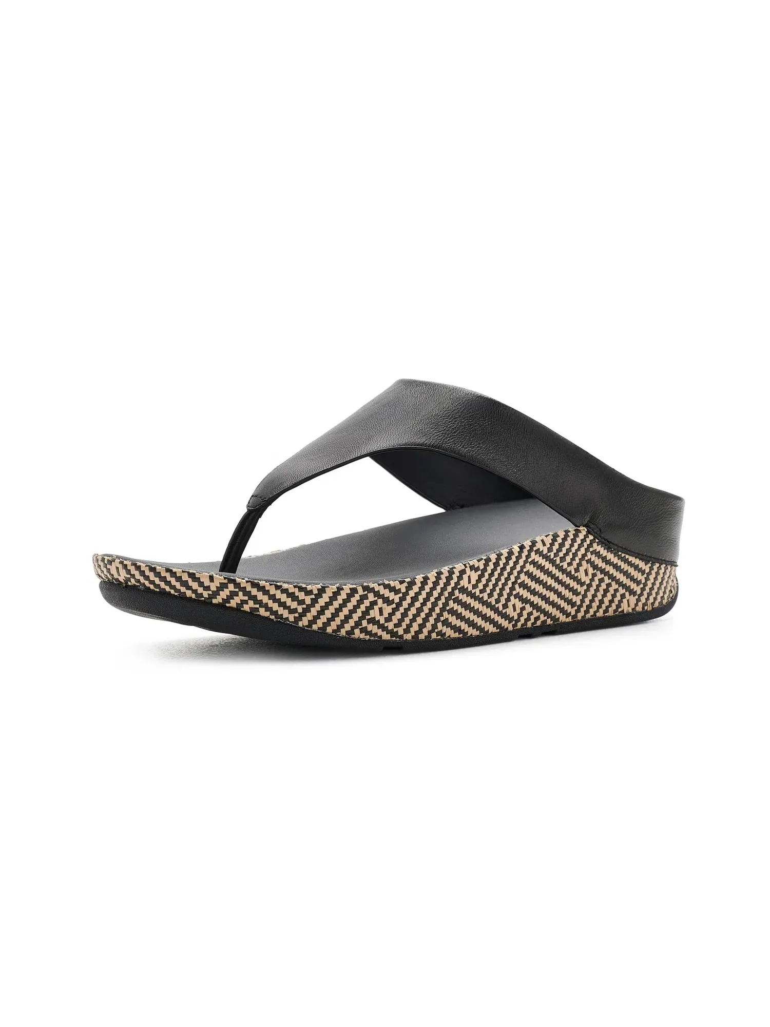 Сандалии Lulu Lux с графическим рисунком и кожаным перемычкой между пальцами Fitflop — изображение 1 из 4, черный