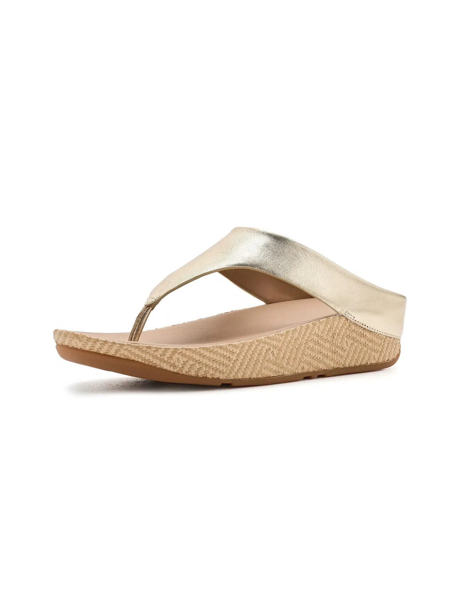 Сандалии Lulu Lux с графическим рисунком и кожаным перемычкой между пальцами Fitflop — изображение 1 из 4, платиновый