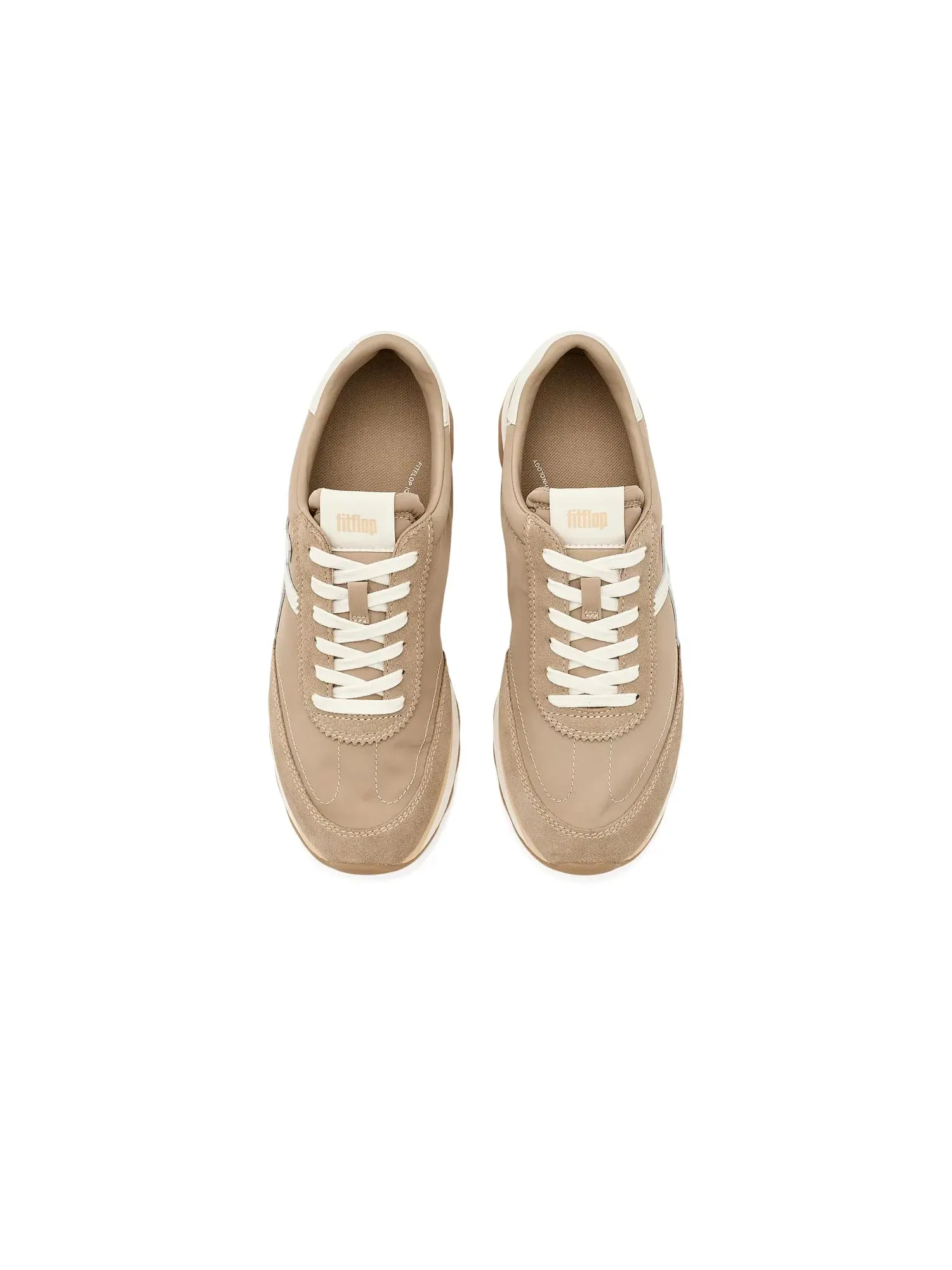 Кроссовки Retro-Q FF из металлизированной ткани и замши Fitflop — изображение 2 из 4, кремовый