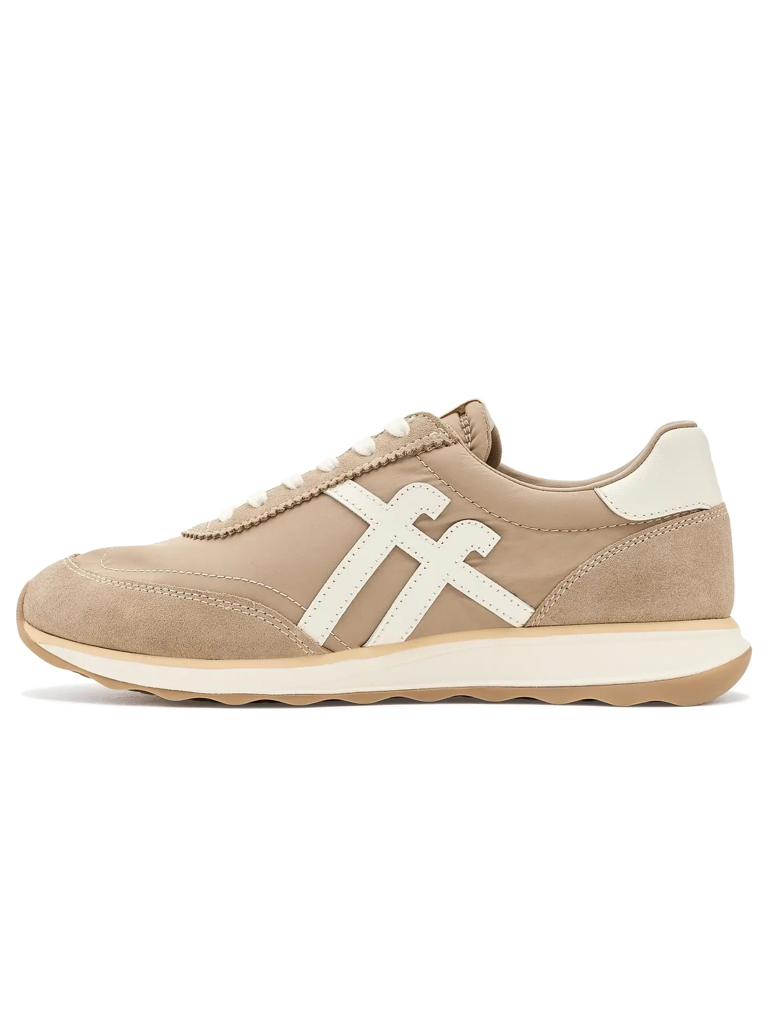 Кроссовки Retro-Q FF из металлизированной ткани и замши Fitflop — изображение 4 из 4, кремовый