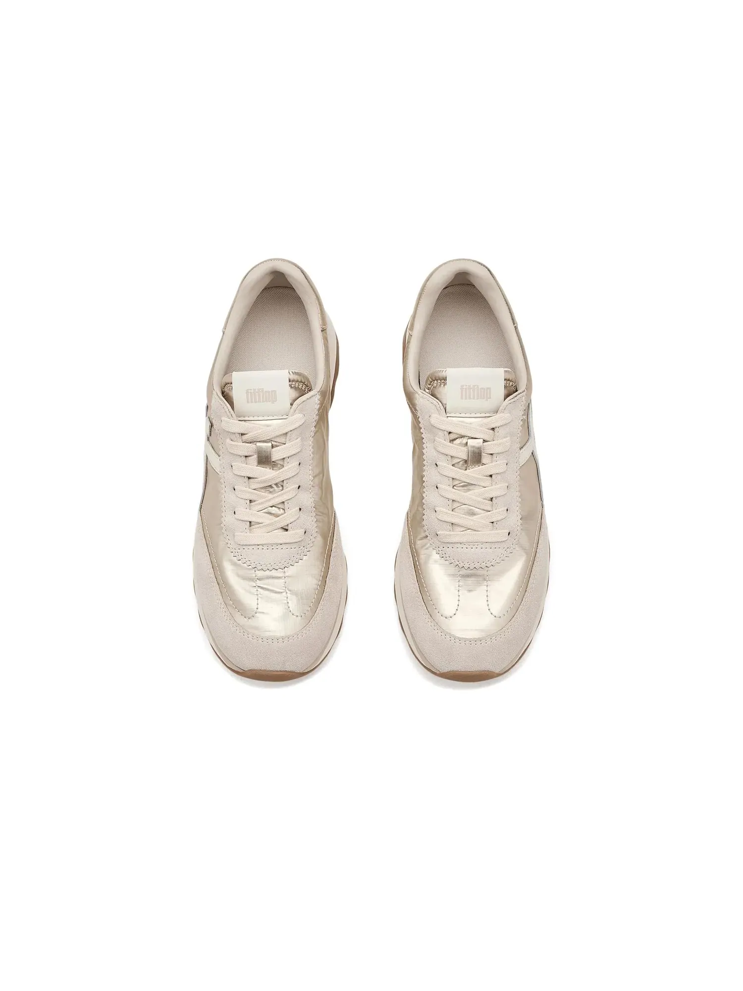 Кроссовки Retro-Q FF из металлизированной ткани и замши Fitflop — изображение 2 из 4, платиновый