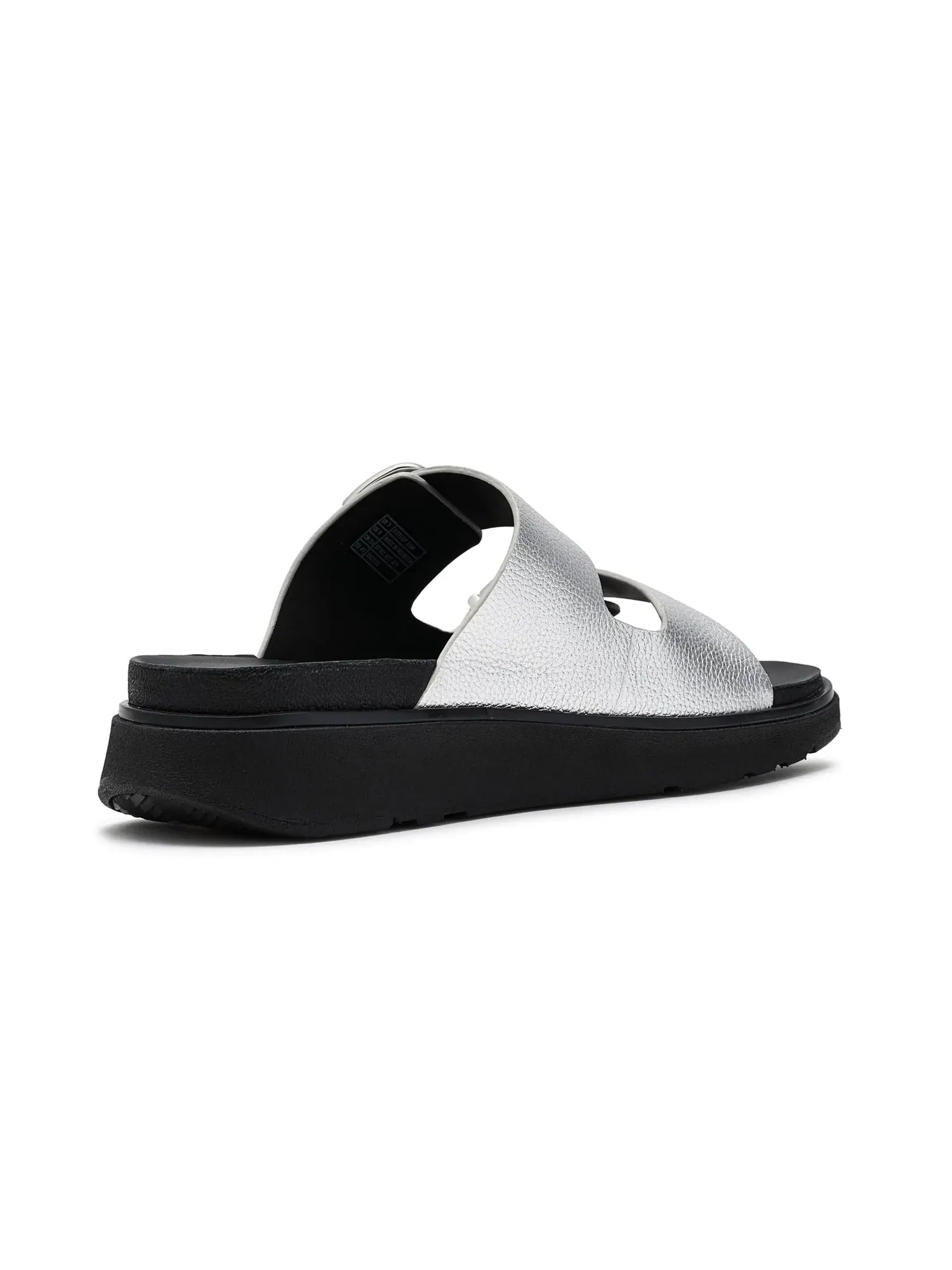 Слайды Gen FF Buckle Tumbled Leather Two Bar Slides Fitflop — изображение 3 из 4, серебряный
