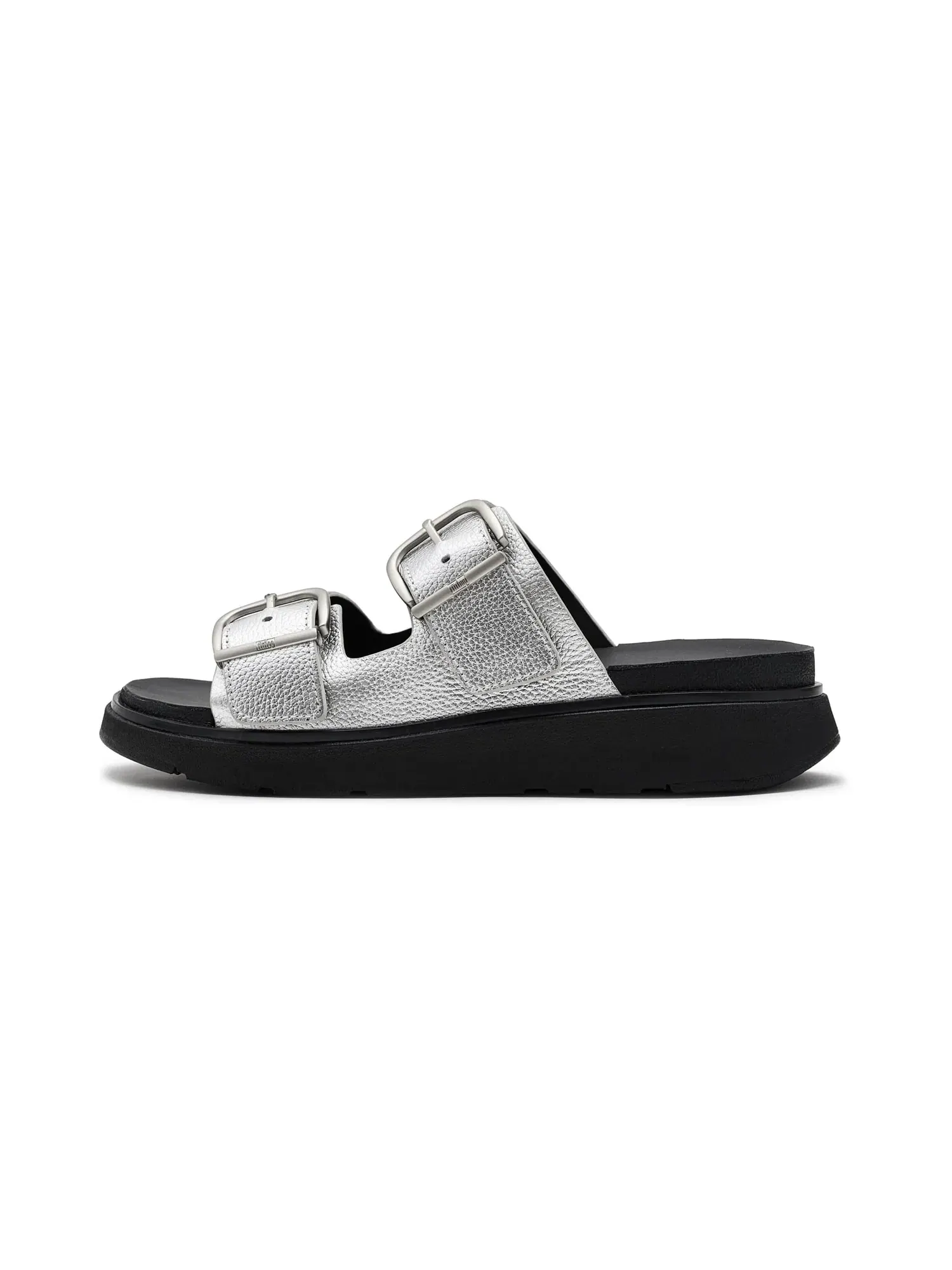 Слайды Gen FF Buckle Tumbled Leather Two Bar Slides Fitflop — изображение 4 из 4, серебряный