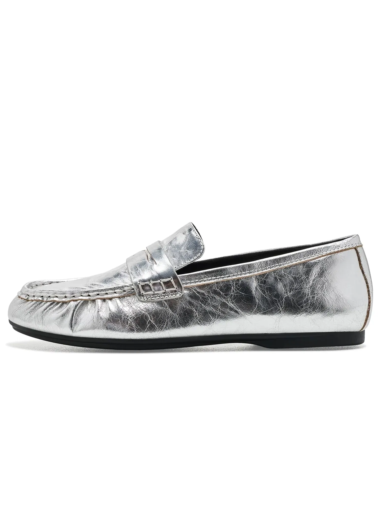 Лоферы Delicato из мятой металлизированной кожи Fitflop — изображение 4 из 4, серебряный