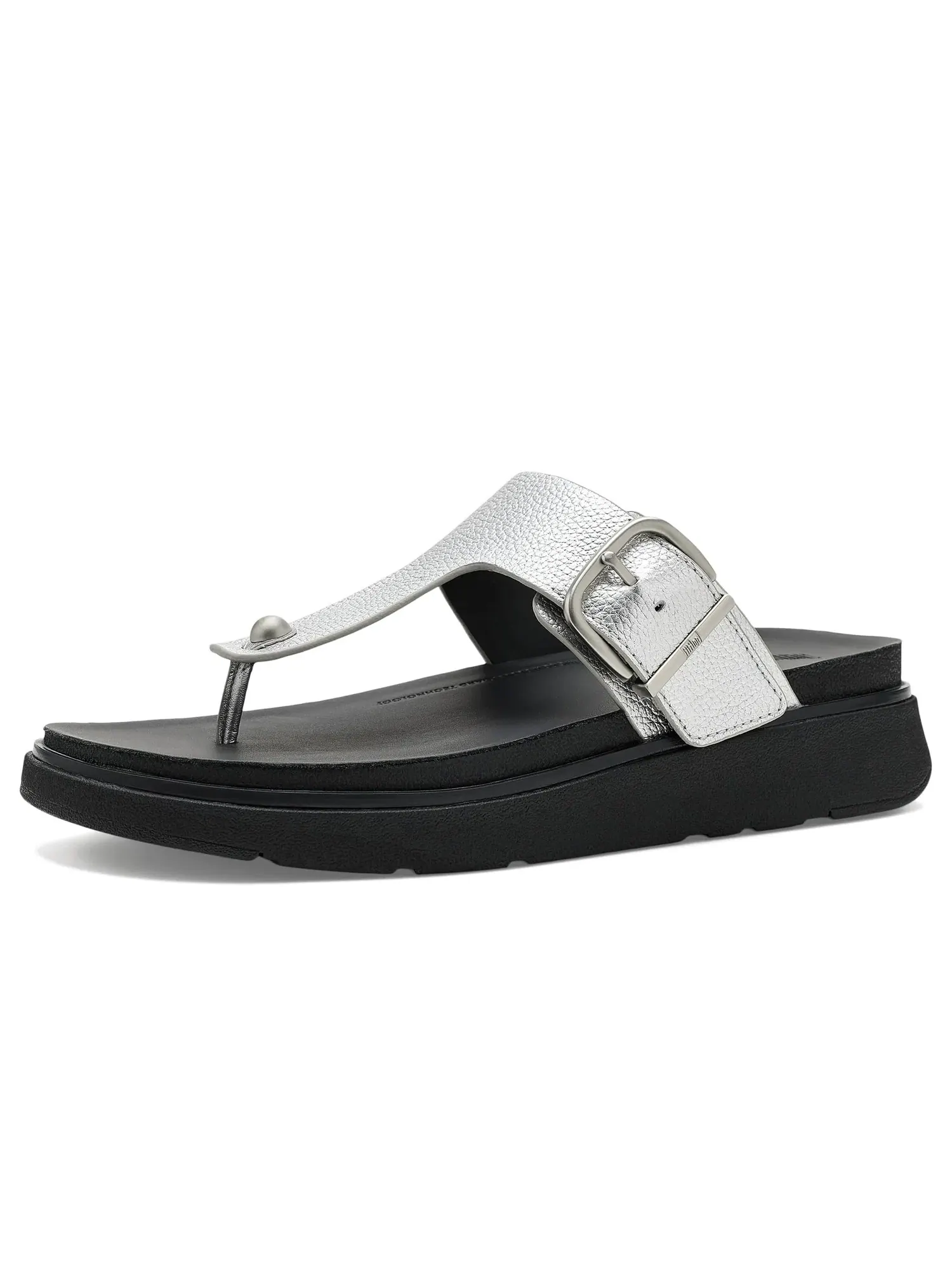 Сандалии Gen FF с пряжкой и перемычкой из зернистой кожи Fitflop — изображение 1 из 4, серебряный