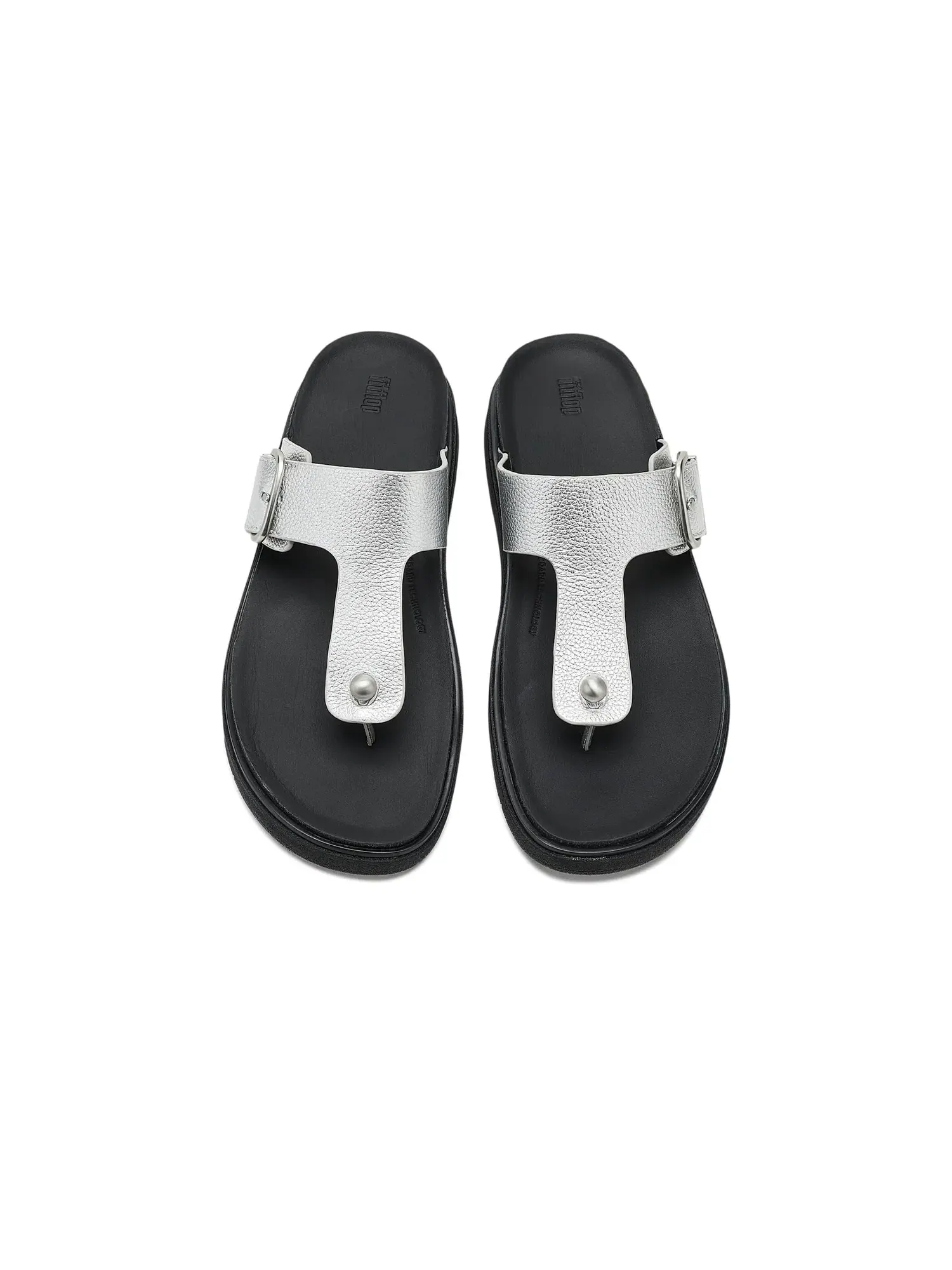 Сандалии Gen FF с пряжкой и перемычкой из зернистой кожи Fitflop — изображение 2 из 4, серебряный