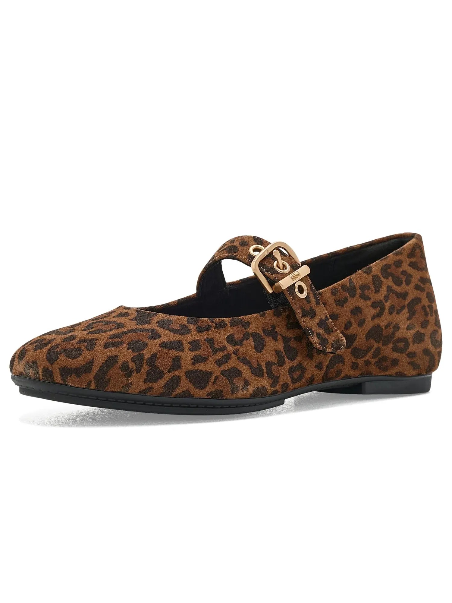 Балетки Delicato Suede Leopard Mary Janes Fitflop — изображение 1 из 4, бежевый/черный