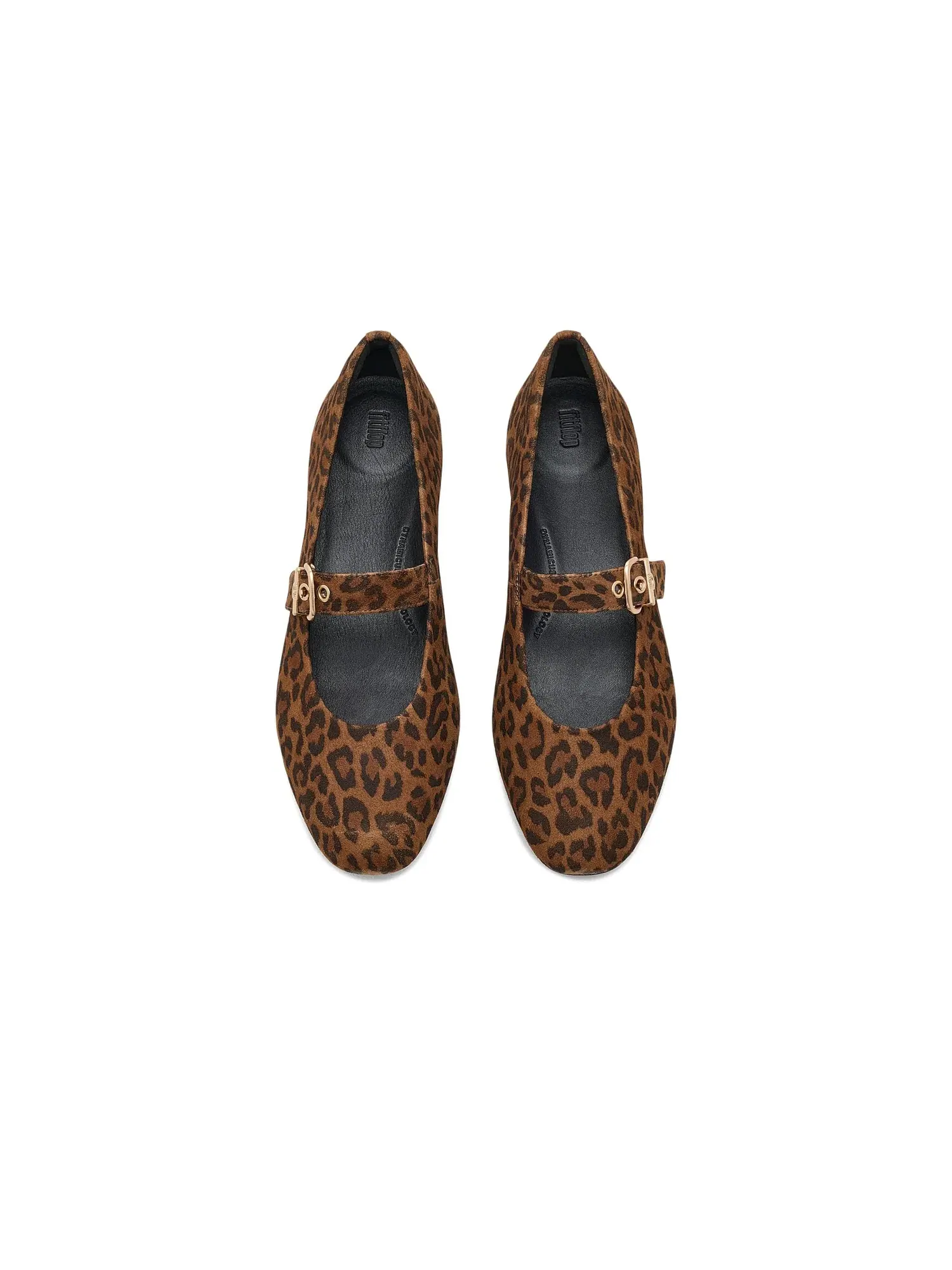 Балетки Delicato Suede Leopard Mary Janes Fitflop — изображение 2 из 4, бежевый/черный