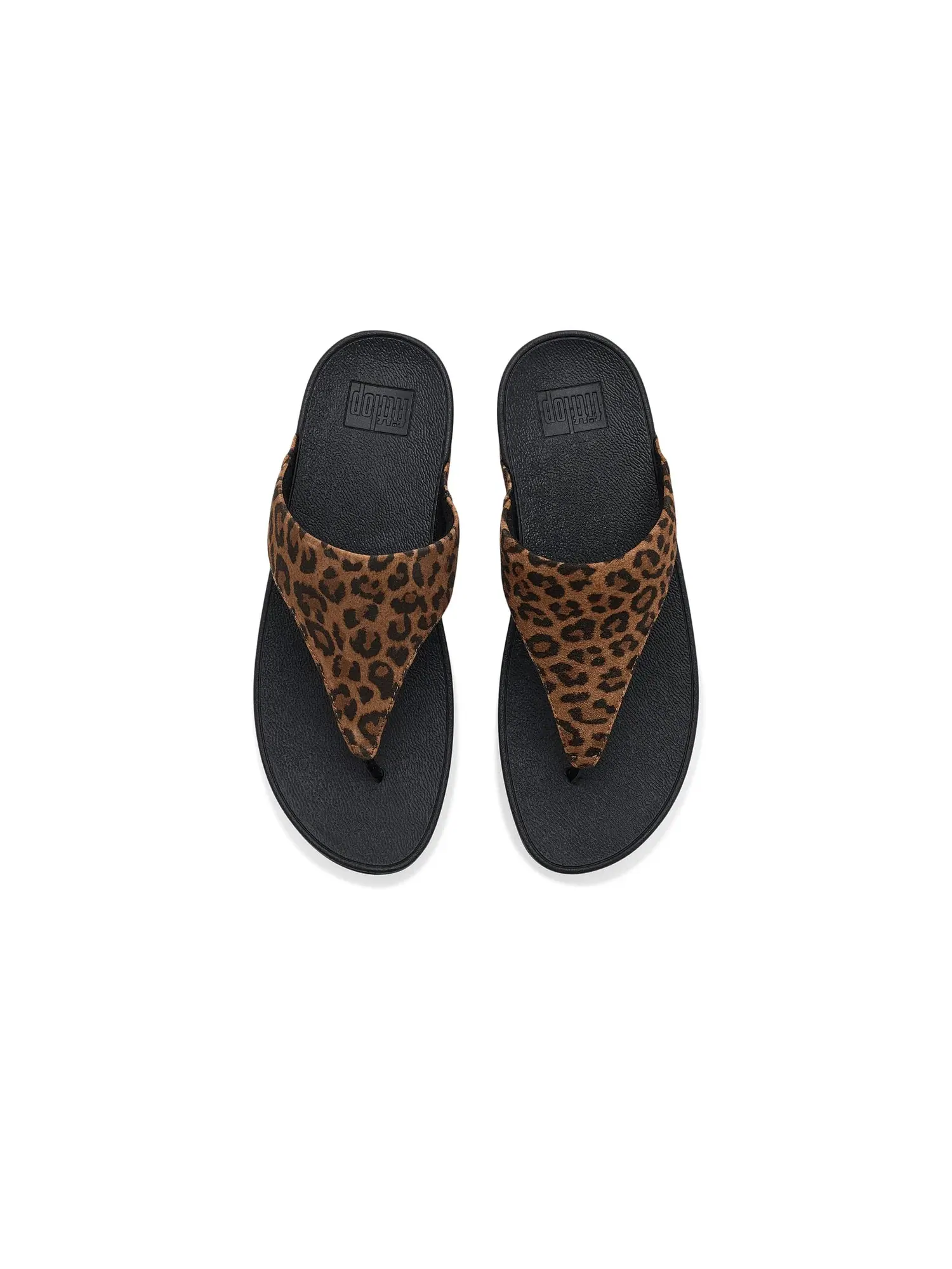 Замшевые сандалии Lulu с леопардовым принтом и перемычкой между пальцами Fitflop — изображение 2 из 4, бежевый/черный