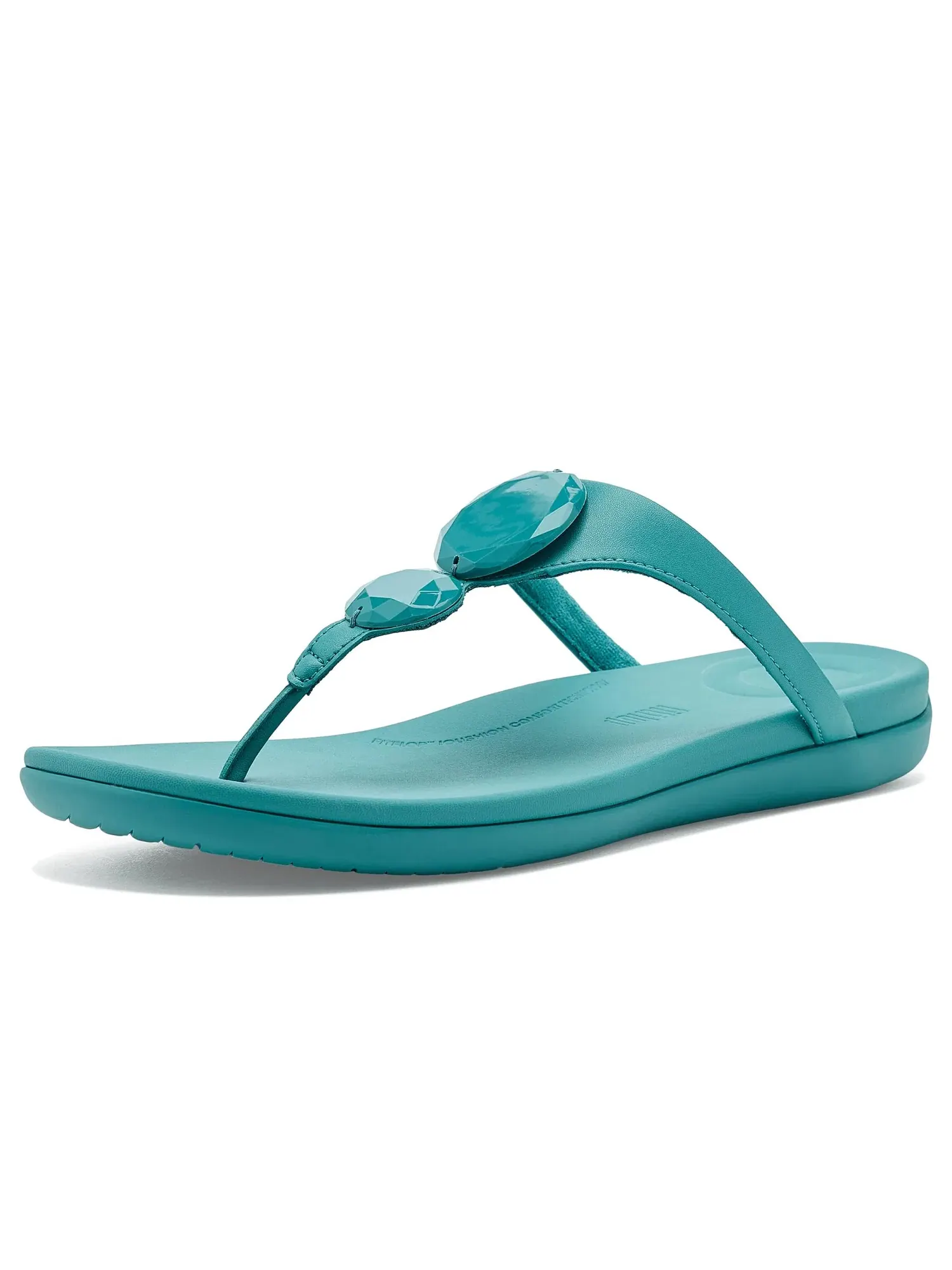 Сандалии Solay Glossy-Disc с перемычкой между пальцами Fitflop — изображение 1 из 4, бирюзовый