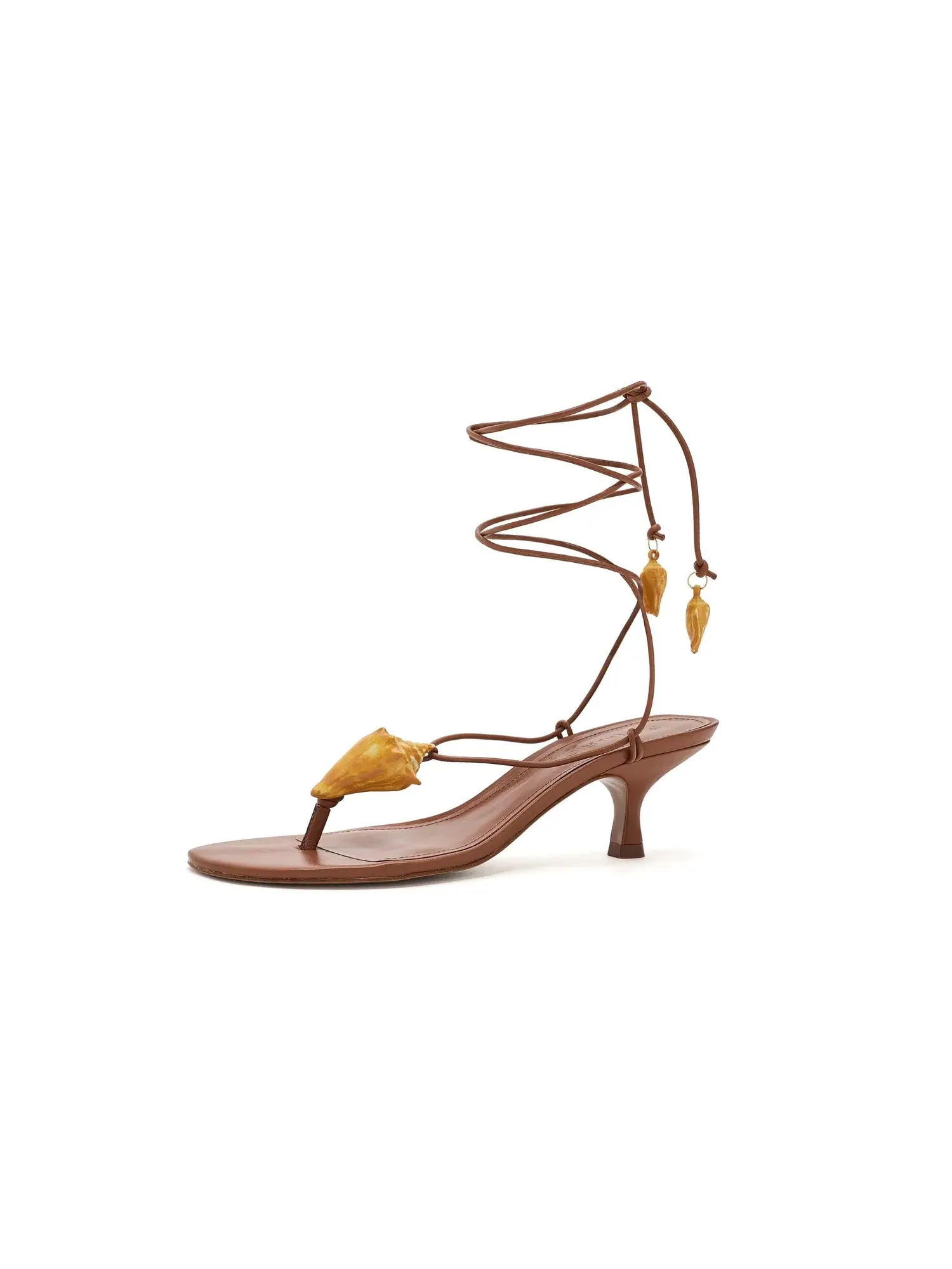 Туфли на низком каблуке Shell Macrame Kitten Heels Farm Rio — изображение 1 из 4, тан коричневый