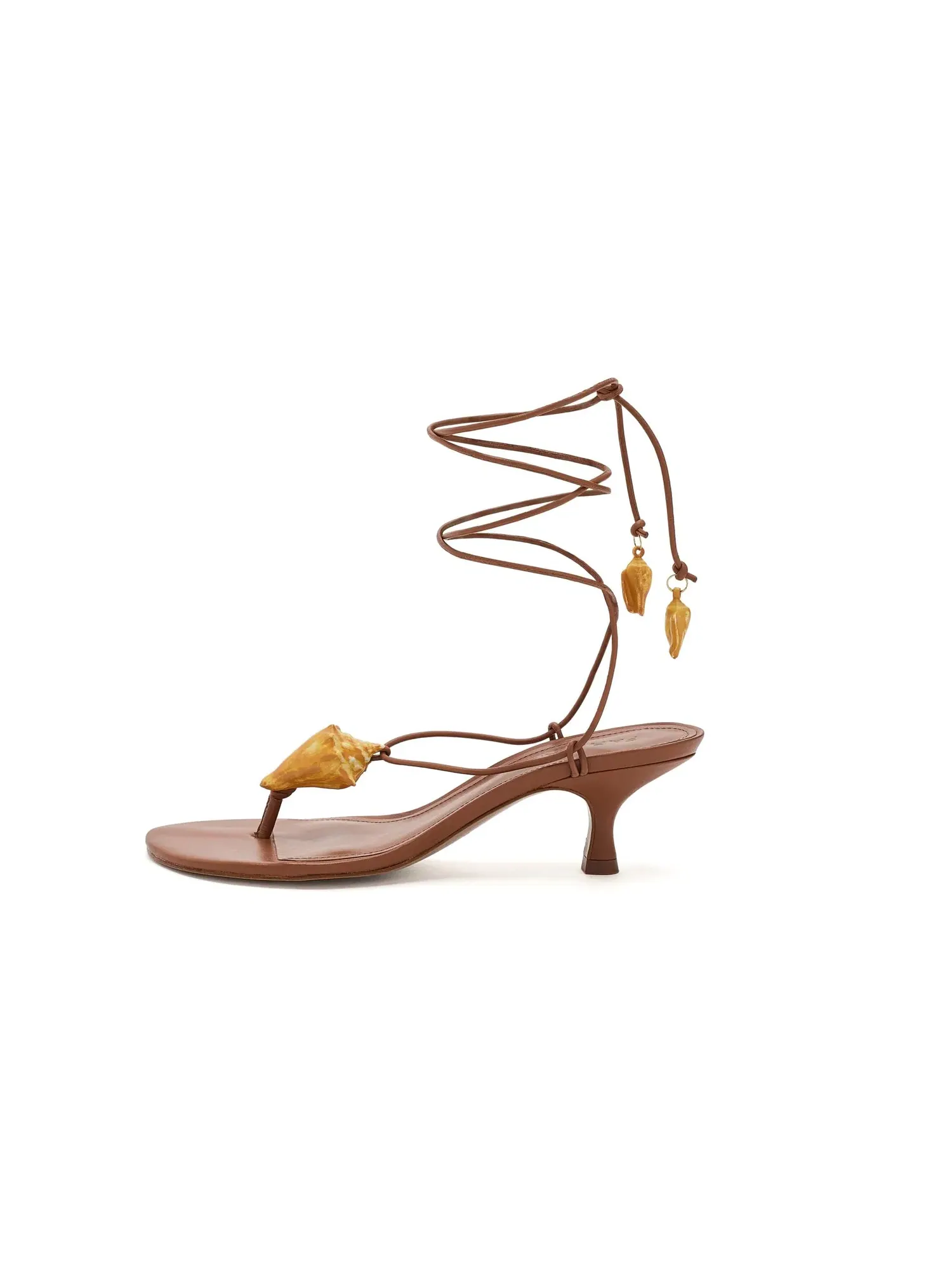 Туфли на низком каблуке Shell Macrame Kitten Heels Farm Rio — изображение 4 из 4, тан коричневый