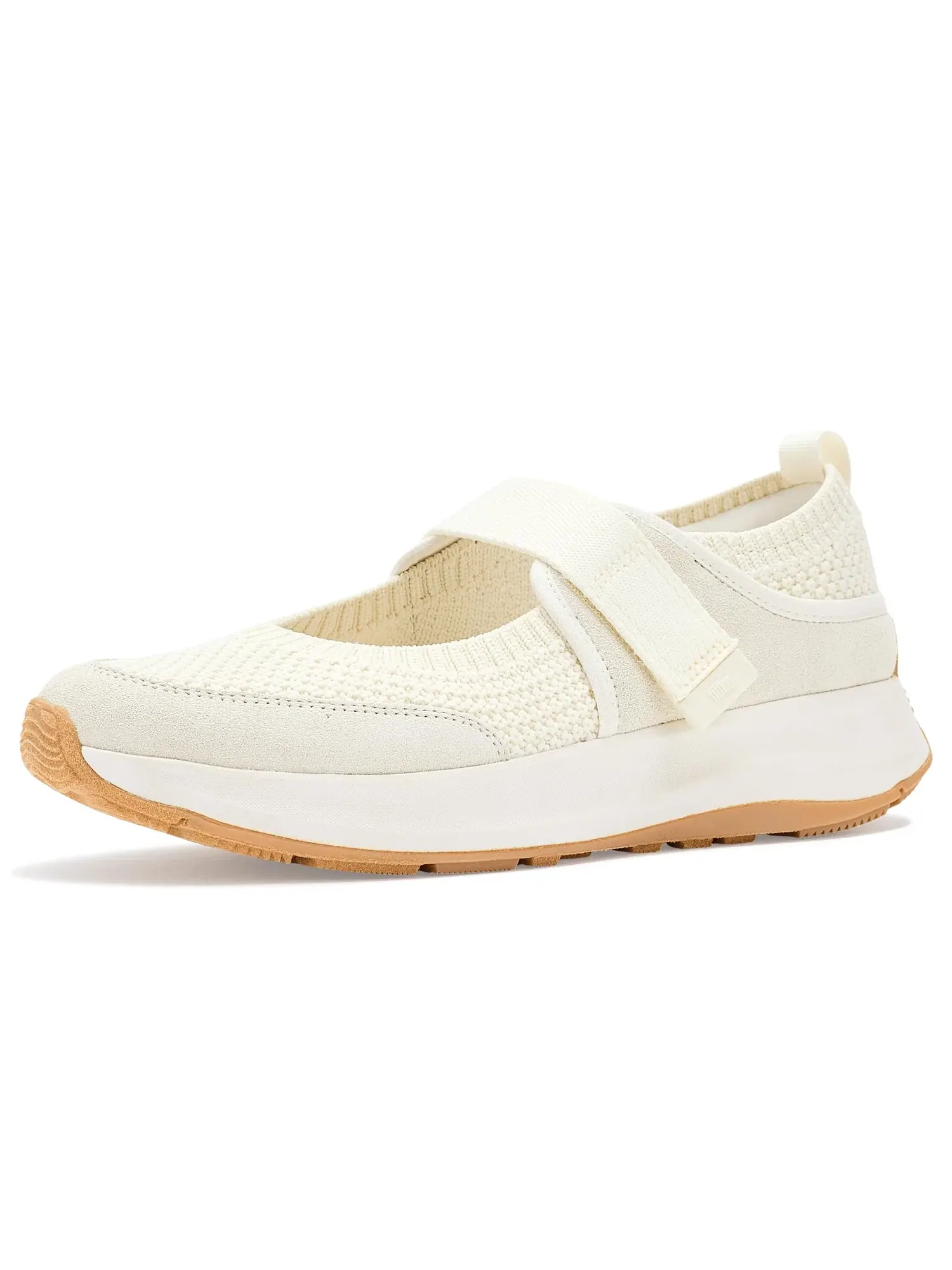 Кроссовки F-mode Flow Knit/Suede Mary Janes Fitflop — изображение 1 из 4, бежевый