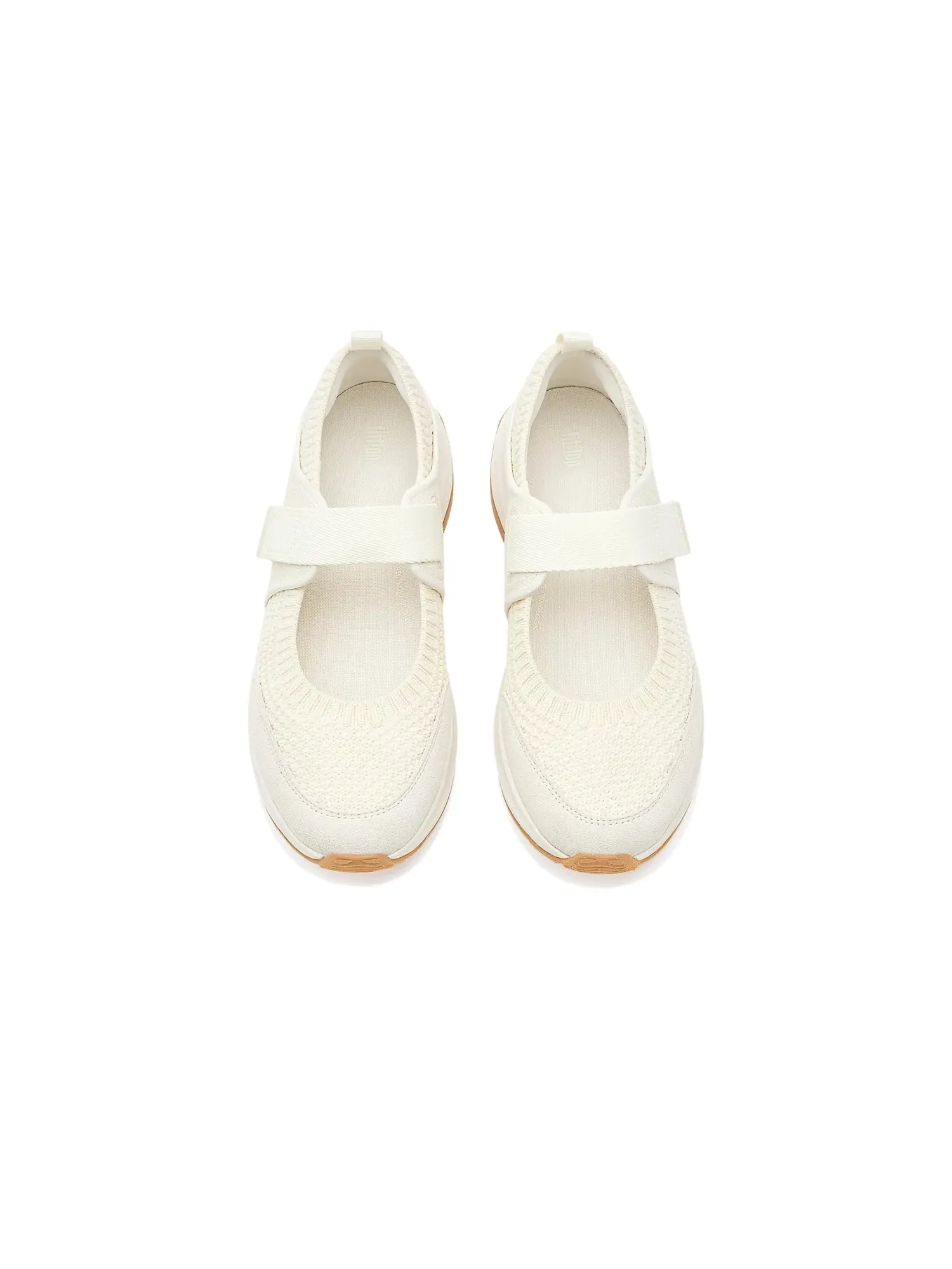 Кроссовки F-mode Flow Knit/Suede Mary Janes Fitflop — изображение 2 из 4, бежевый