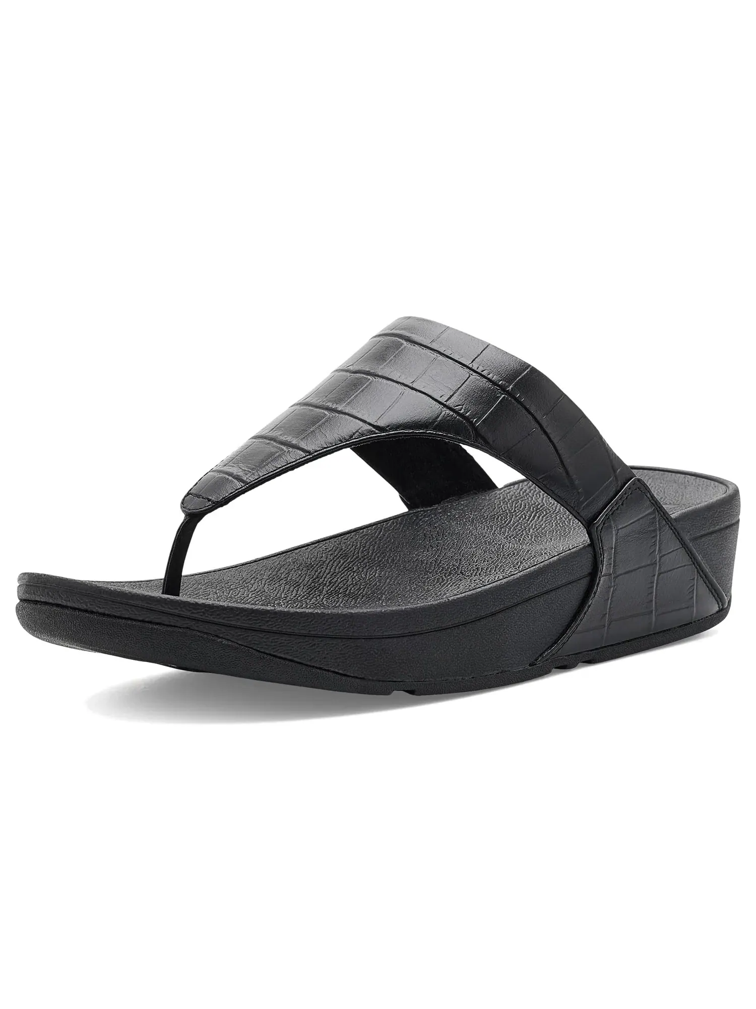 Сандалии Lulu Crocodile с перемычкой между пальцами Fitflop — изображение 1 из 4, черный