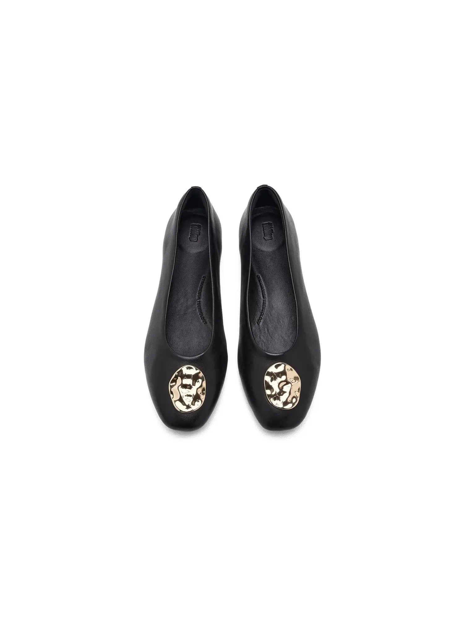 Высокие балетки из тонкой кожи с украшениями Fitflop — изображение 2 из 4, черный
