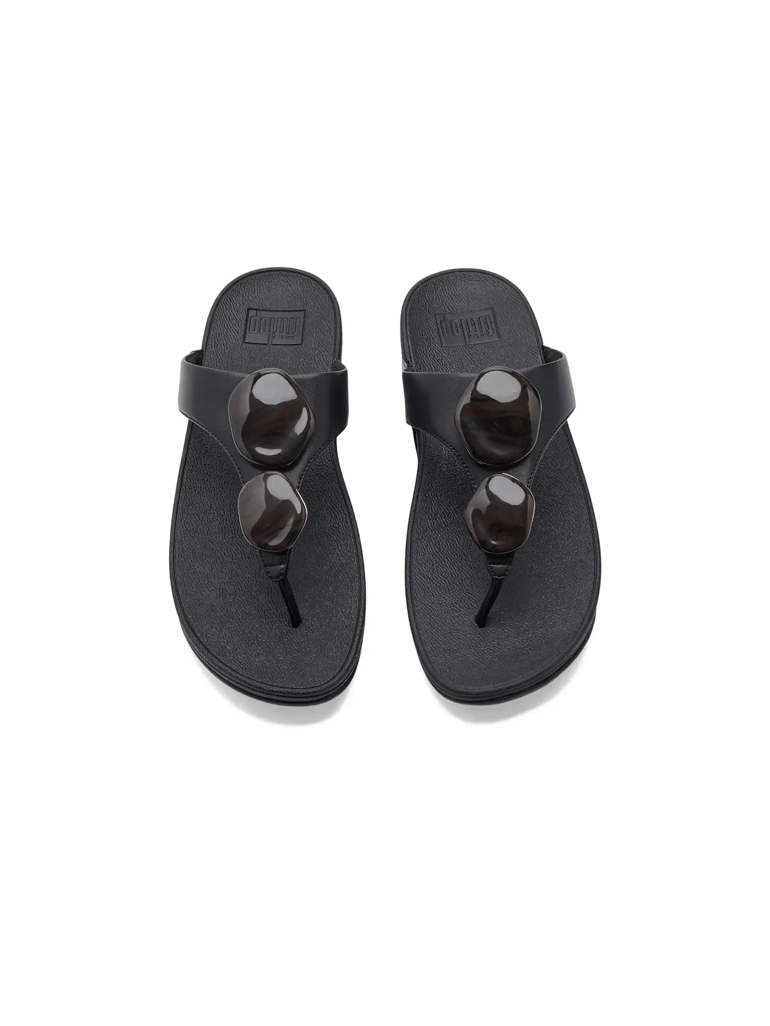 Сандалии Lulu с перемычкой между пальцами и мраморным рисунком Fitflop — изображение 2 из 4, черный