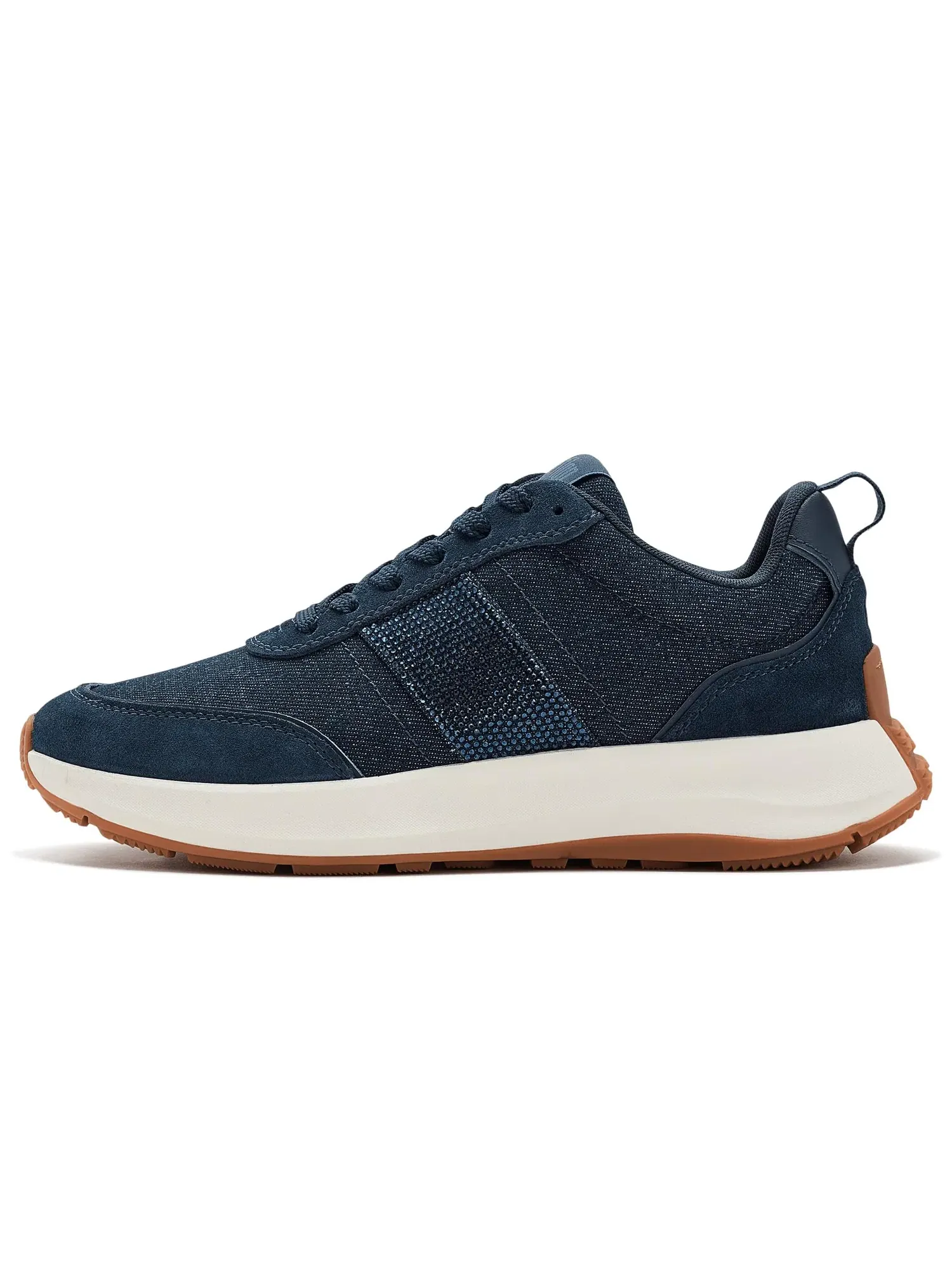 Кроссовки F-mode Flow Crystal из денима и замши Fitflop — изображение 4 из 4, темный джинсовый синий