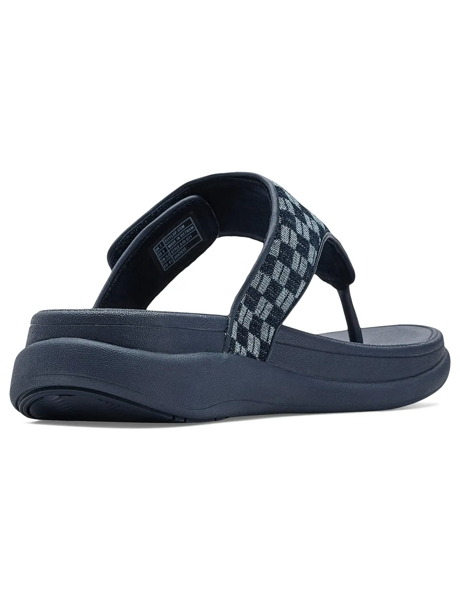 Сандалии F-Mode Go Adj. Checkerboard-Denim Toe-Post Sandals Fitflop — изображение 3 из 4, темный джинсовый синий
