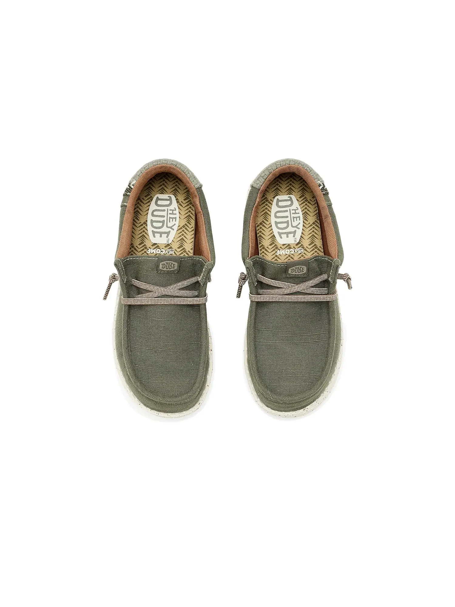 Кроссовки Wally Break Heathered Woven (для маленьких и больших детей) Hey Dude Kids — изображение 2 из 4, оливковый