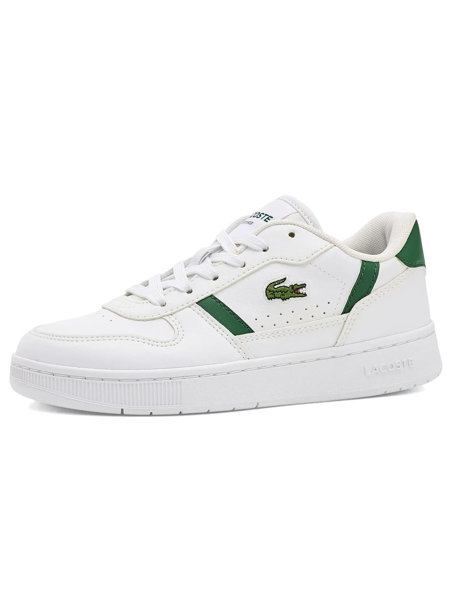 Кроссовки с Т-образными зажимами (для маленьких и больших детей) Lacoste Kids — изображение 1 из 4, белый/темный зеленый