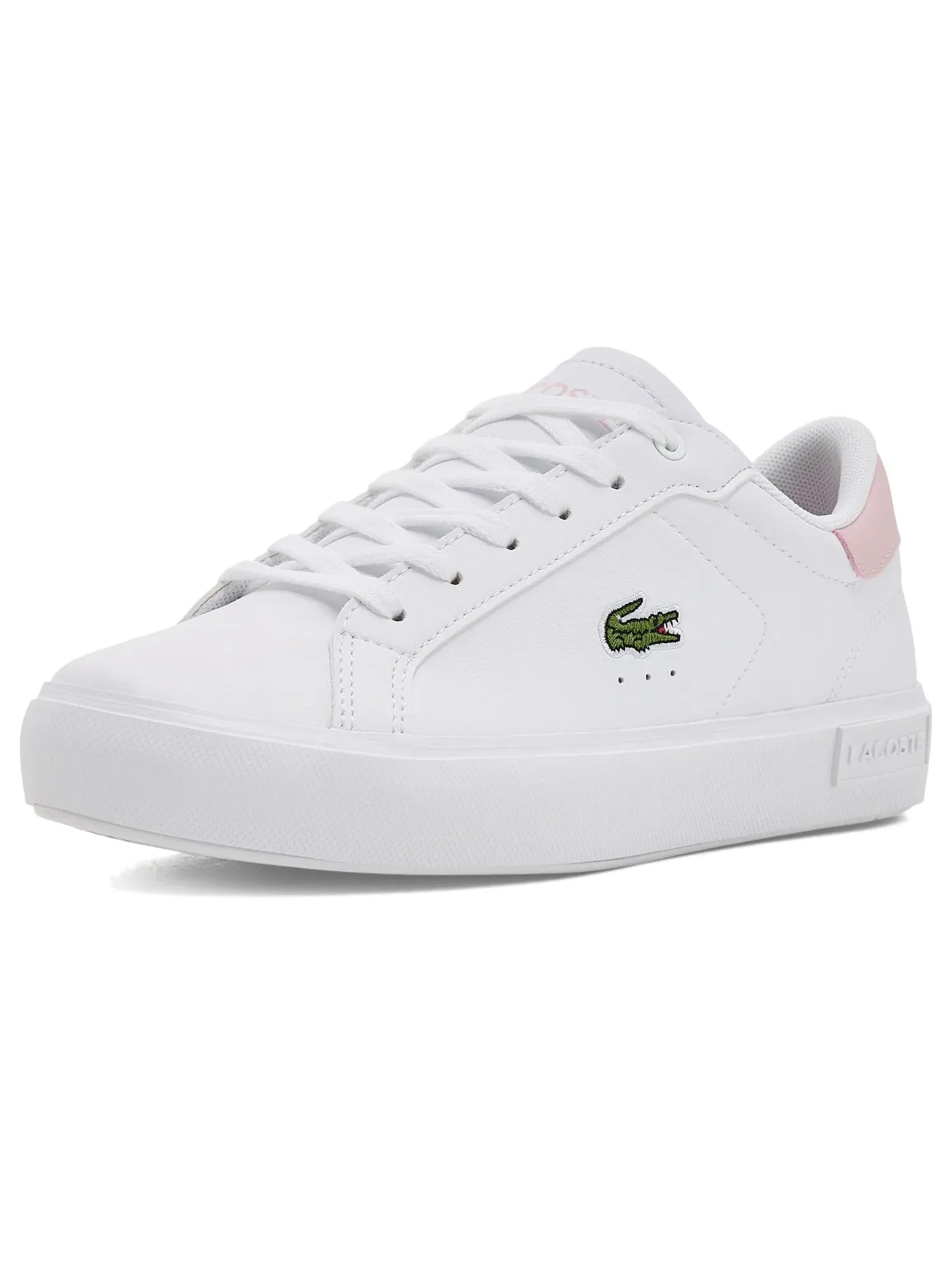 Кроссовки Powercourt (для маленьких и больших детей) Lacoste Kids — изображение 1 из 4, белый/светлый розовый