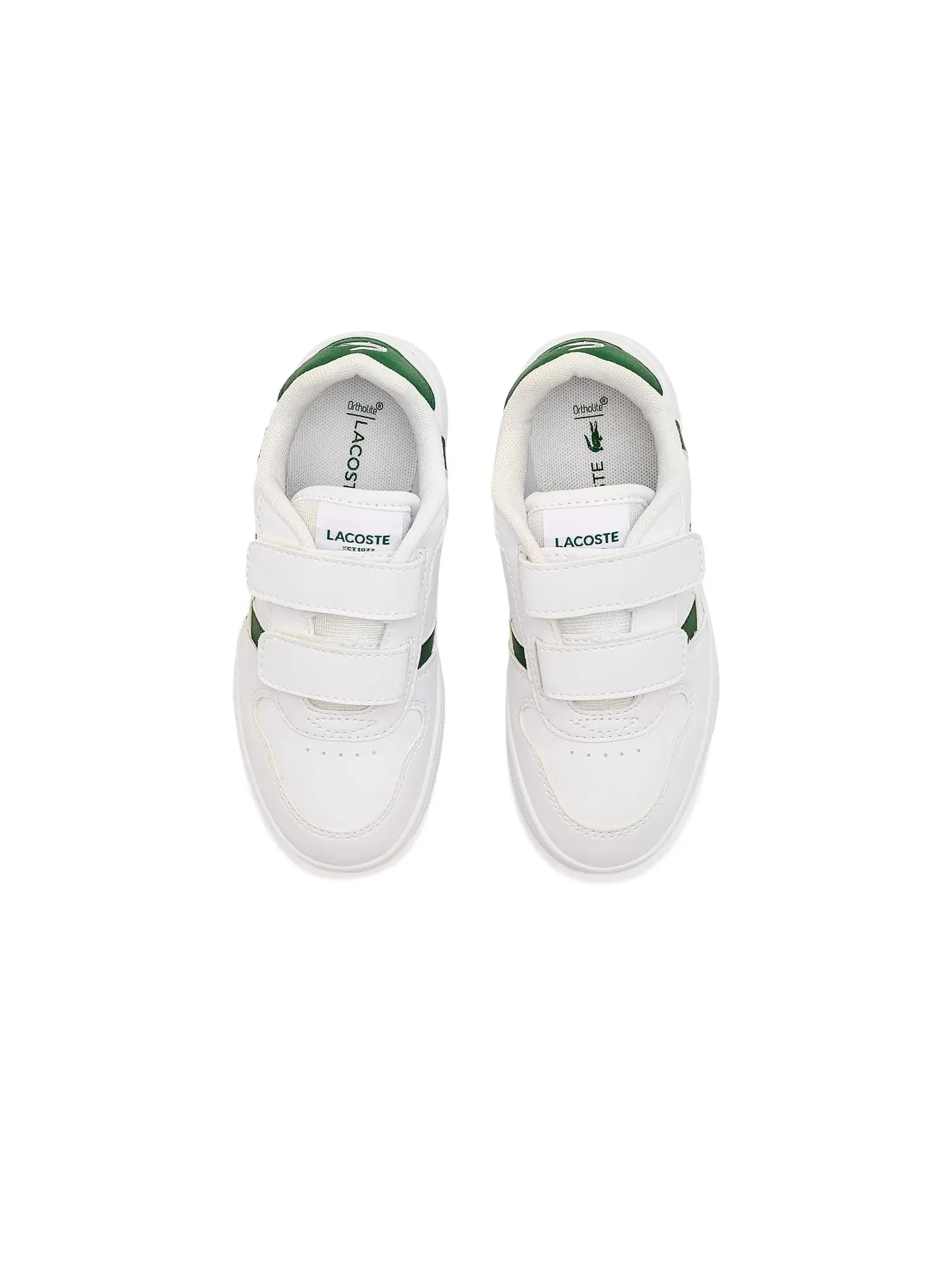 Кроссовки с Т-образными зажимами (для маленьких детей) Lacoste Kids — изображение 2 из 4, белый/темный зеленый