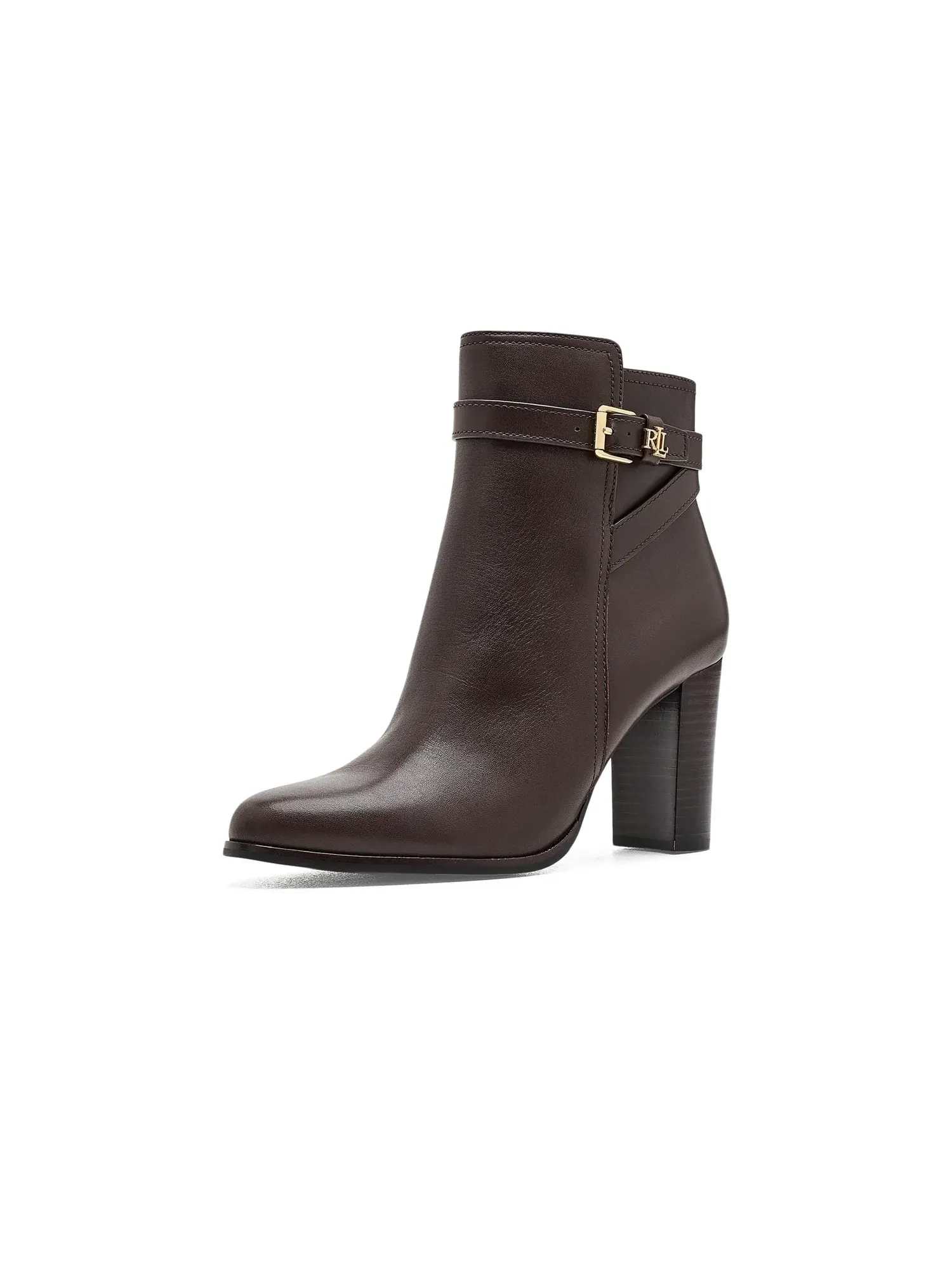 Ботильоны на каблуке Brooke II из телячьей кожи Lauren Ralph Lauren — изображение 1 из 4, коричневый