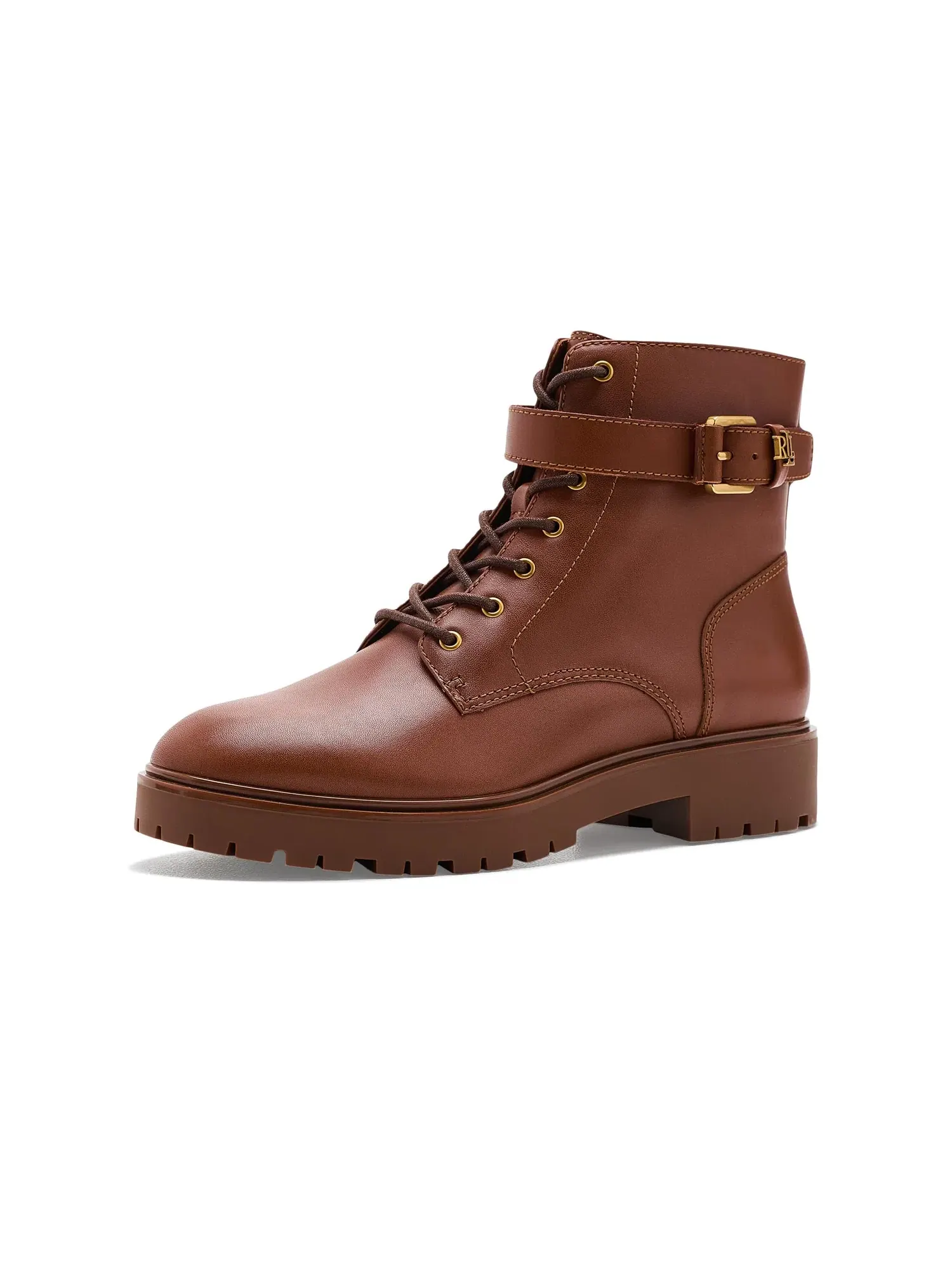 Ботильоны Allyson из телячьей кожи с фиксатором логотипа Lauren Ralph Lauren — изображение 1 из 4, бежевый