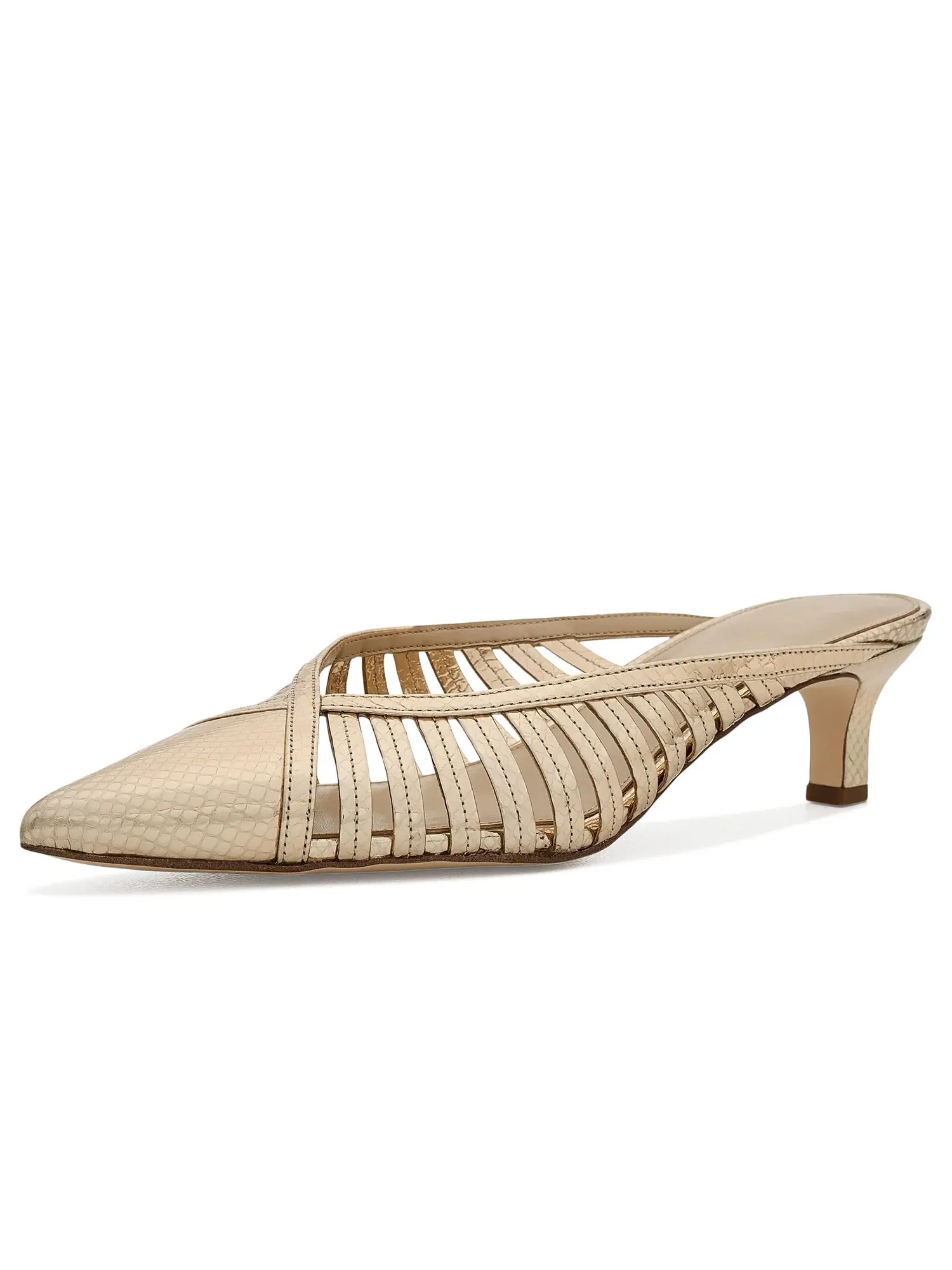 Туфли-мюли на низком каблуке Adriana Kitten Mule Pumps Michael Michael Kors — изображение 1 из 4, бледный золотистый