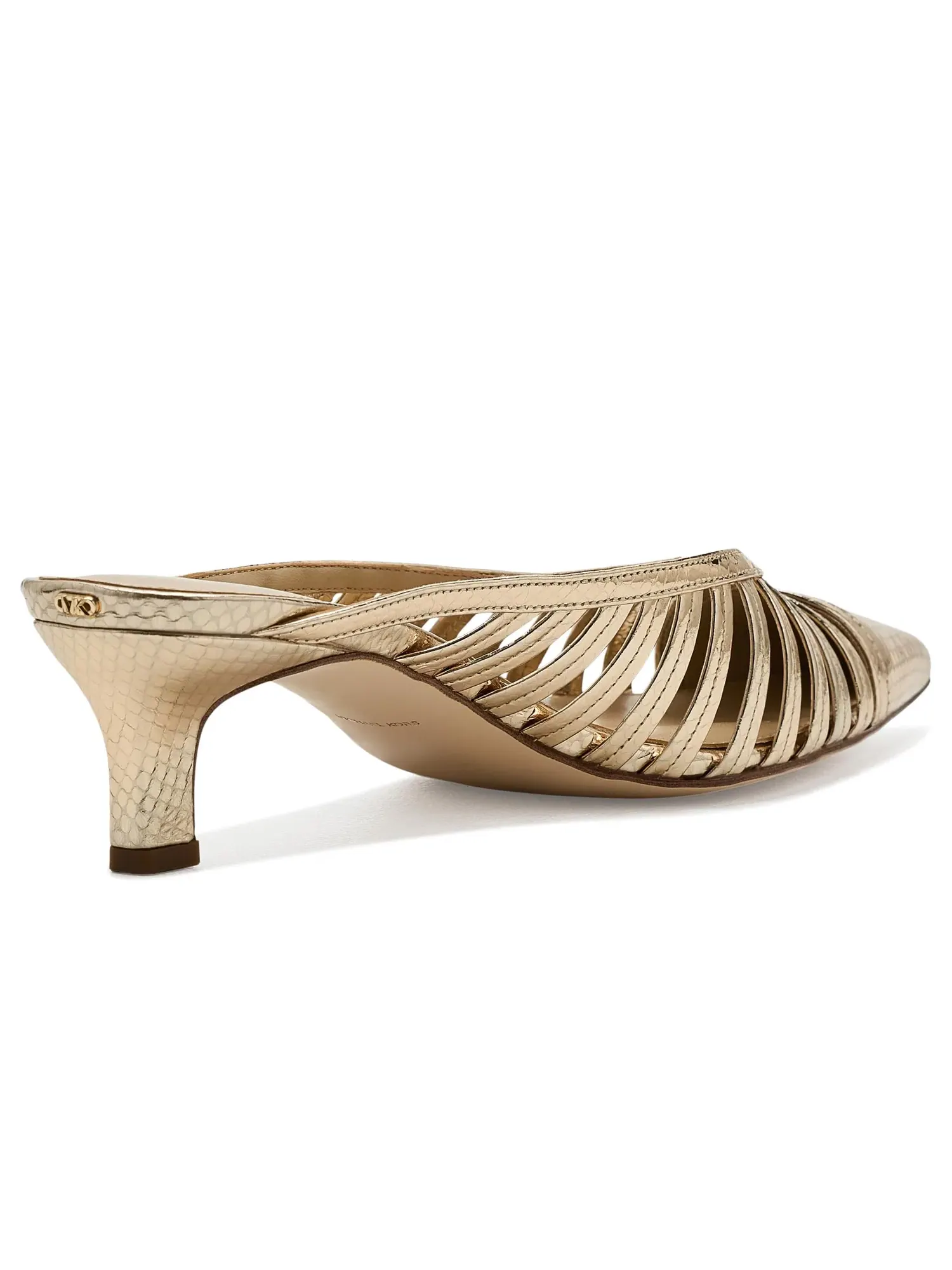 Туфли-мюли на низком каблуке Adriana Kitten Mule Pumps Michael Michael Kors — изображение 3 из 4, бледный золотистый