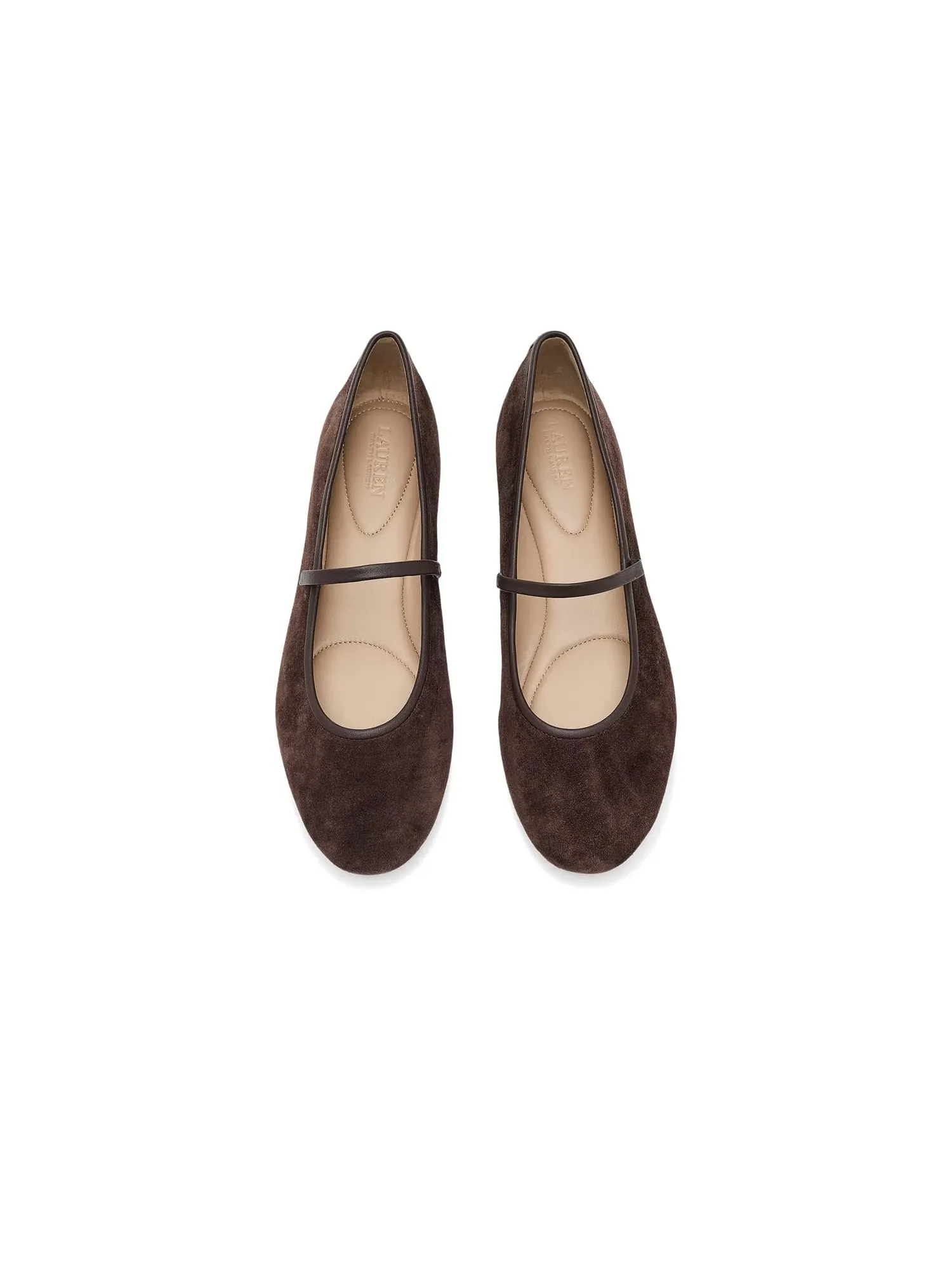Замшевые балетки Jayna Nappa-Trim Mary Jane Lauren Ralph Lauren — изображение 2 из 4, коричневый/коричневый
